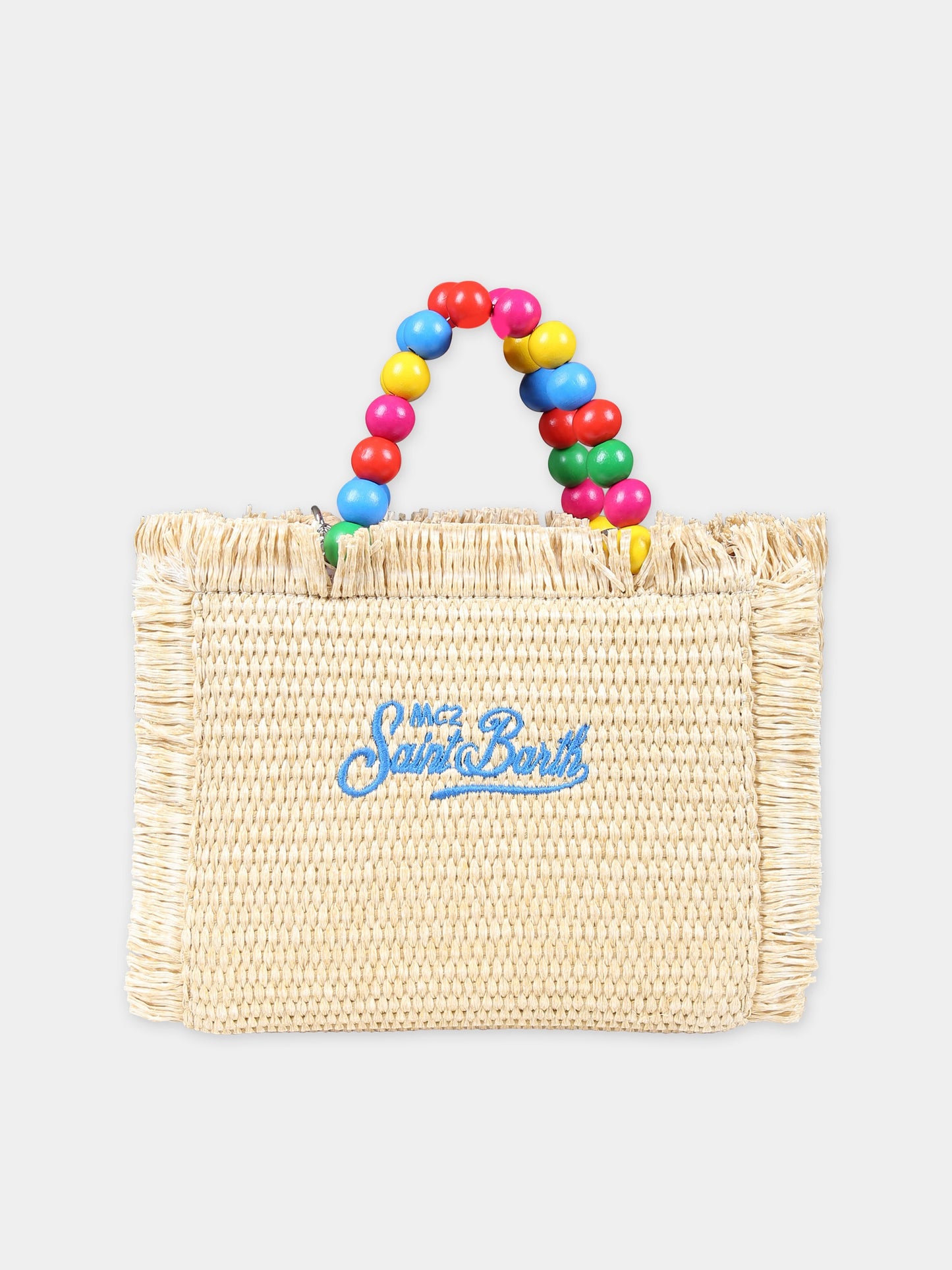 Borsa beige per bambina con logo e perline,Mc2 Saint Barth,VAMI009 00386F