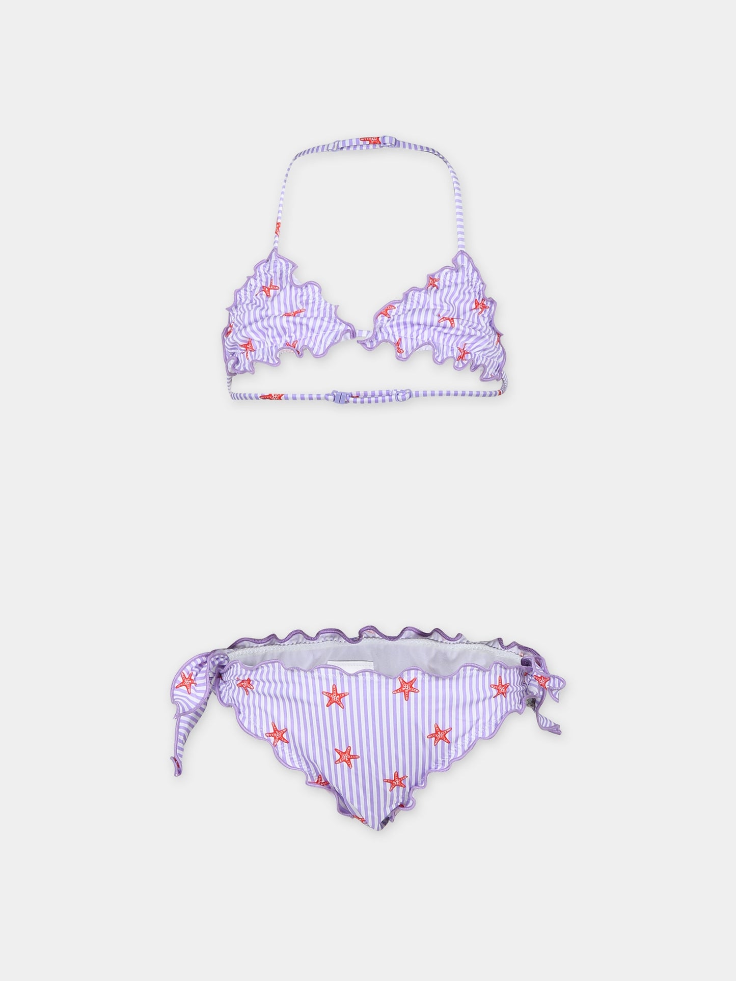Bikini viola per bambina con stampa stelle marine,Mc2 Saint Barth,CRIS001 01100F