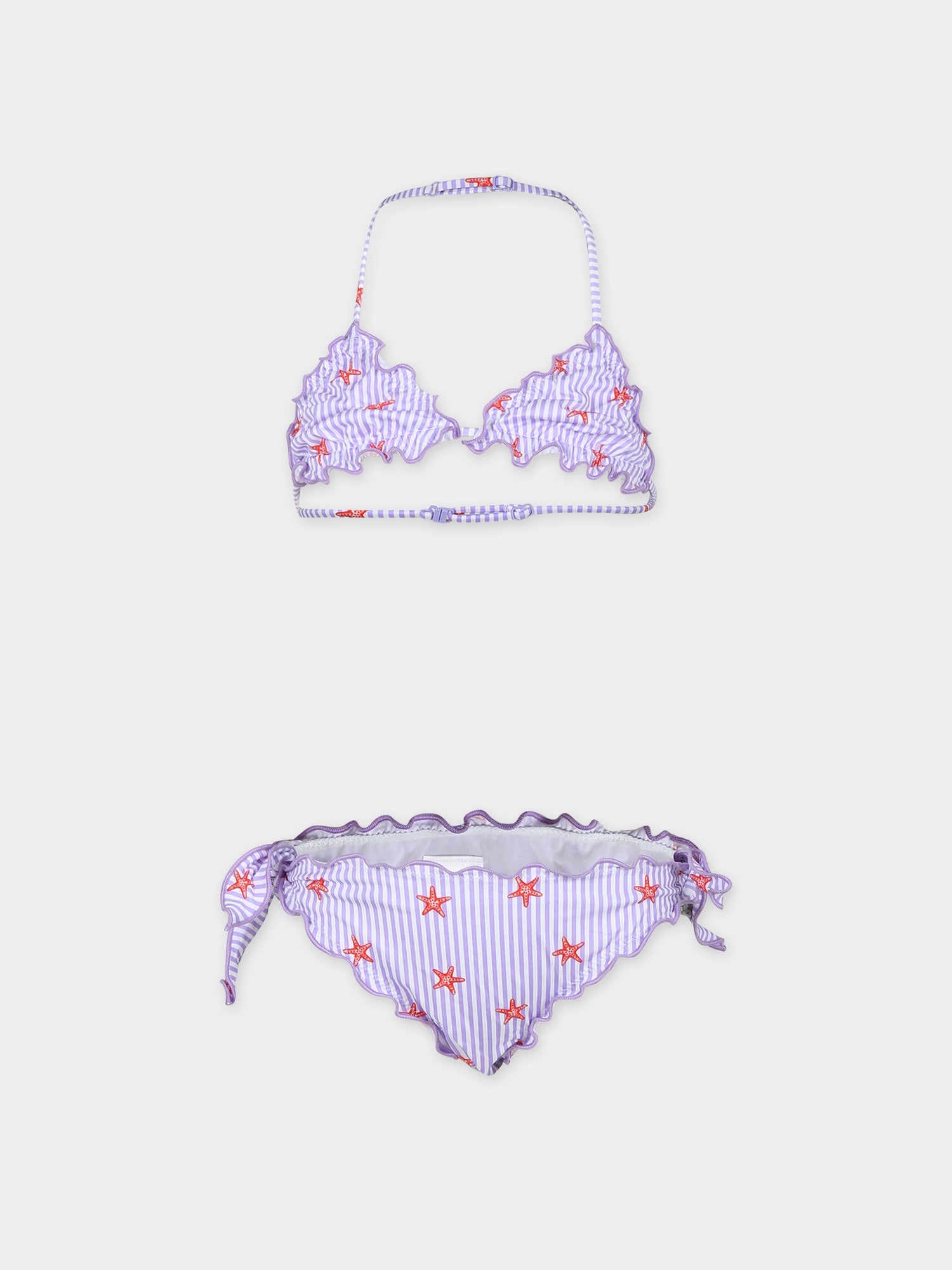 Bikini viola per bambina con stampa stelle marine,Mc2 Saint Barth,CRIS001 01100F