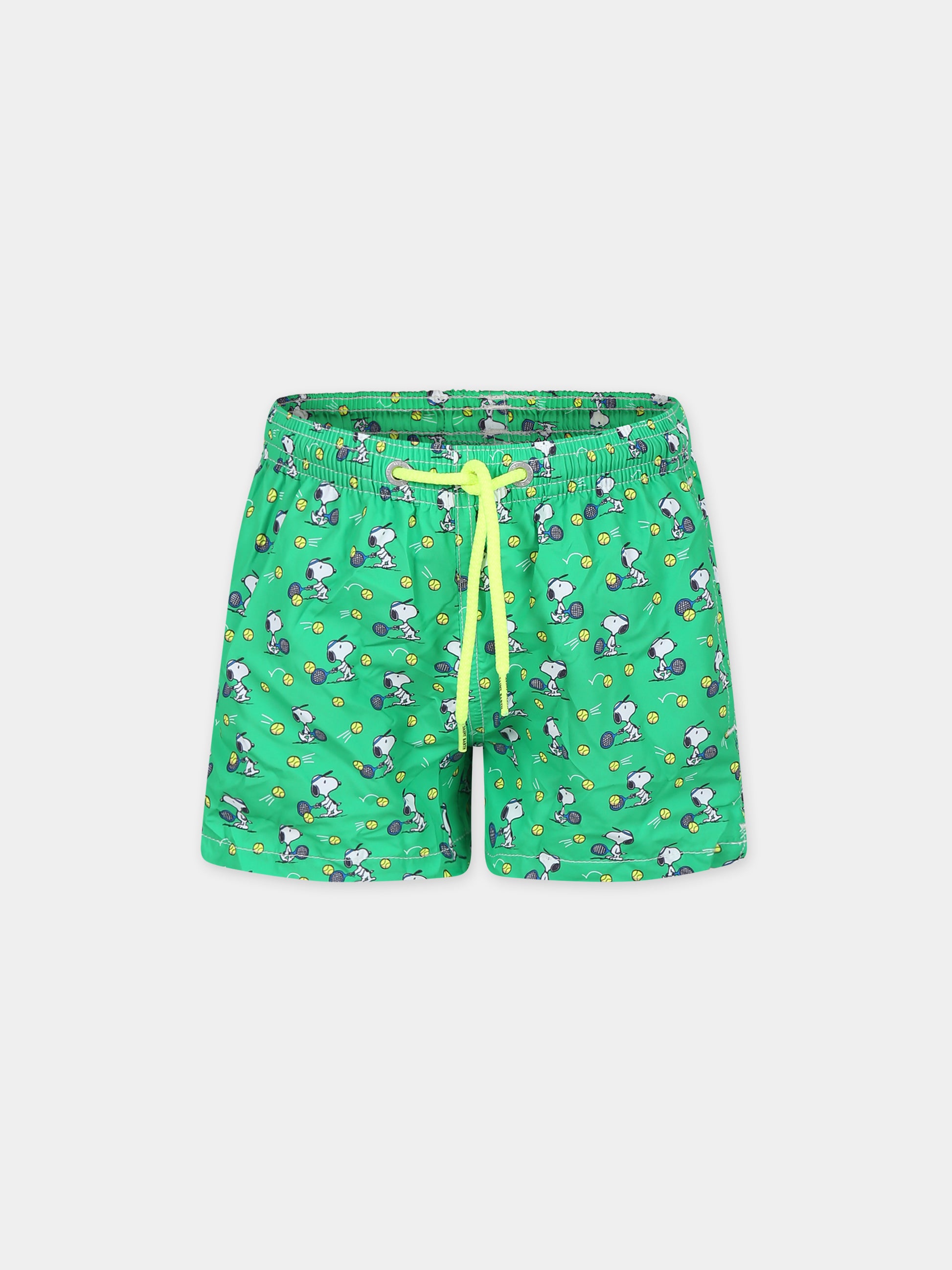 Boxer mare verde per bambino con stampa Snoopy,Mc2 Saint Barth,JEA0004 02609F