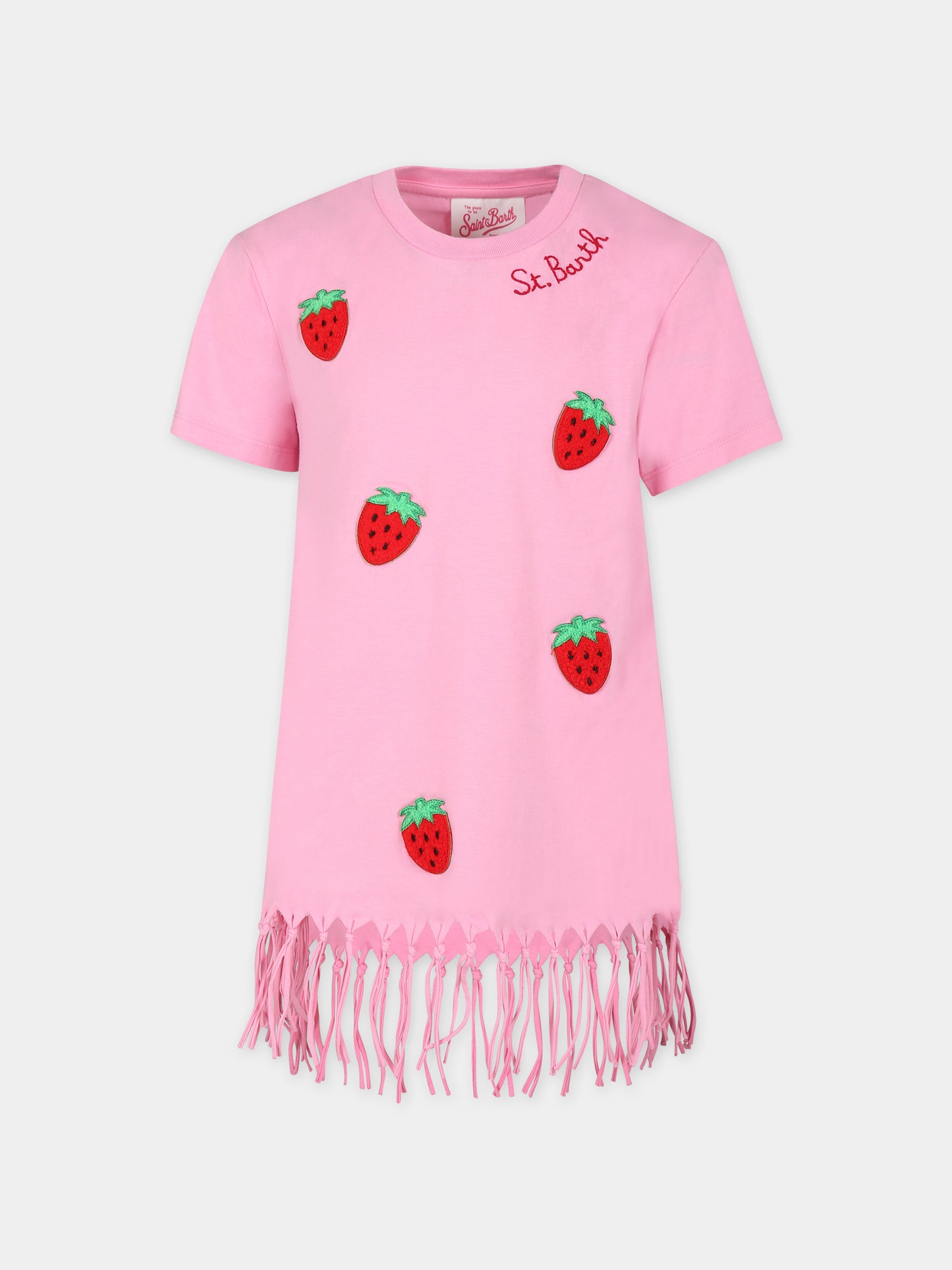 Vestito rosa per bambina con fragole,Mc2 Saint Barth,ABY0001 02547F