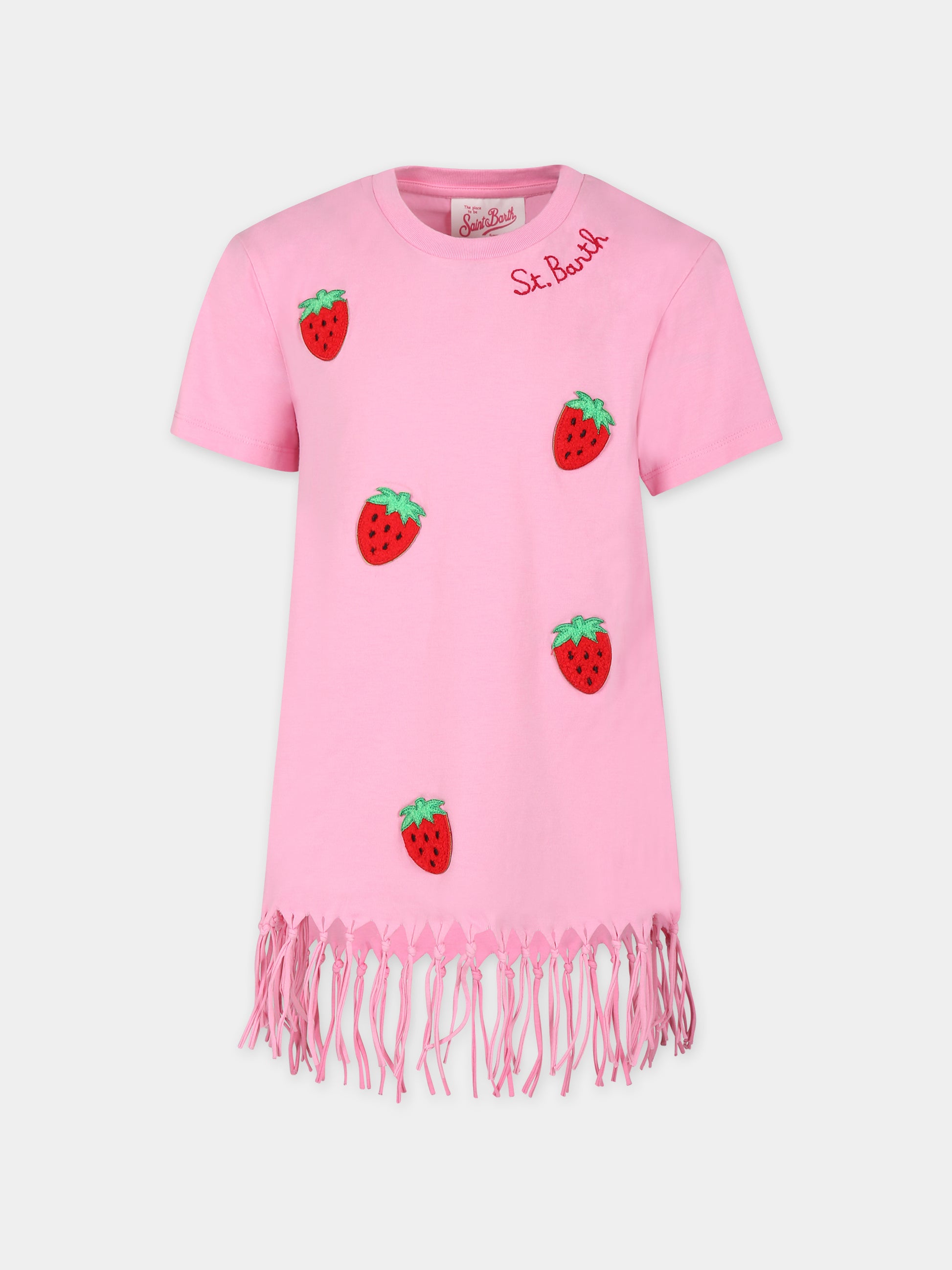Vestito rosa per bambina con fragole,Mc2 Saint Barth,ABY0001 02547F