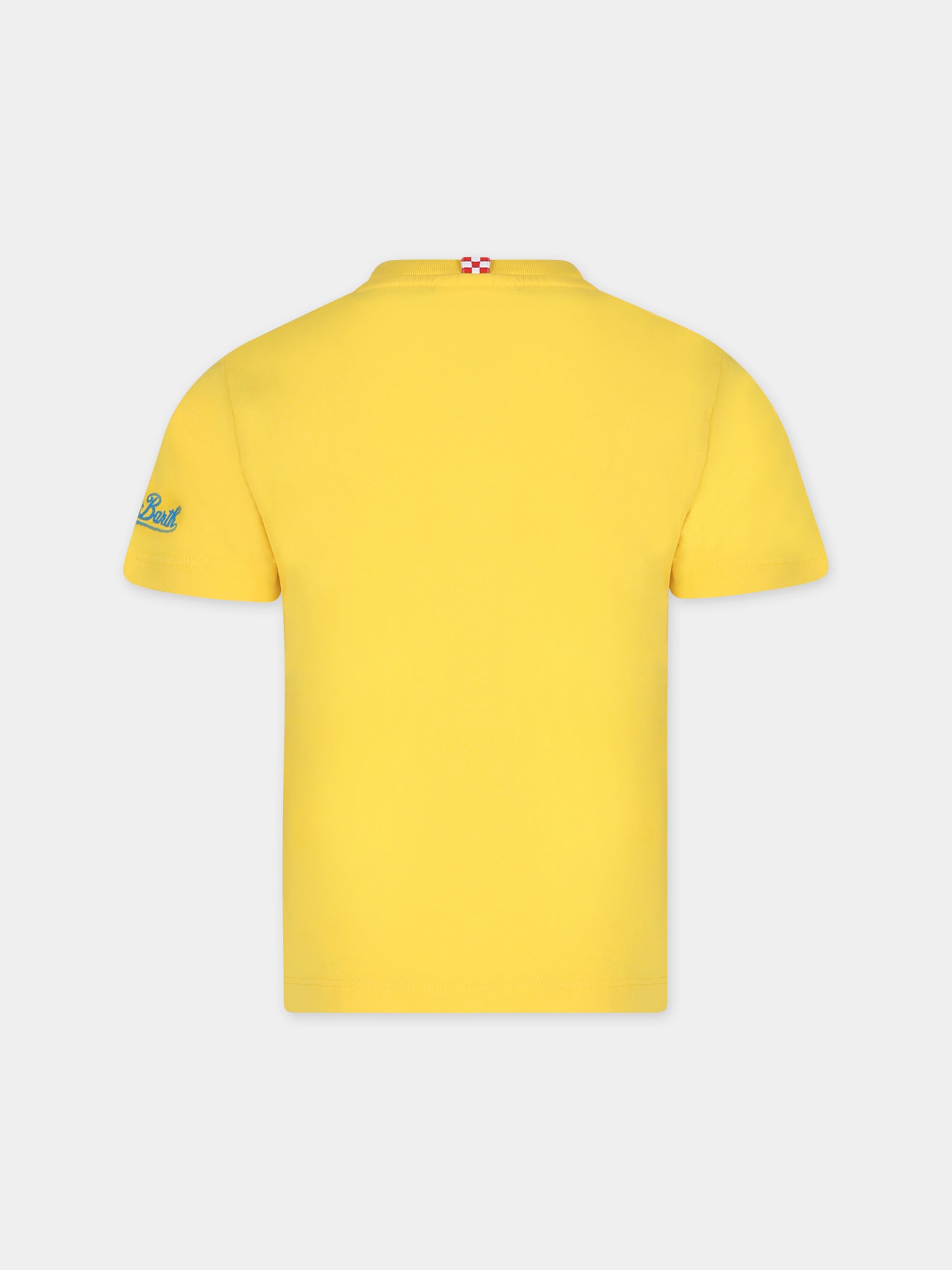 T-shirt gialla per bambino con stampa Puffo e logo,Mc2 Saint Barth,TSH0001 00593D