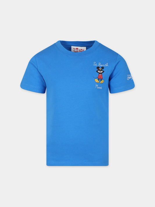 T-shirt blu per bambino con stampa Topolino,Mc2 Saint Barth,TSH0001 03261F