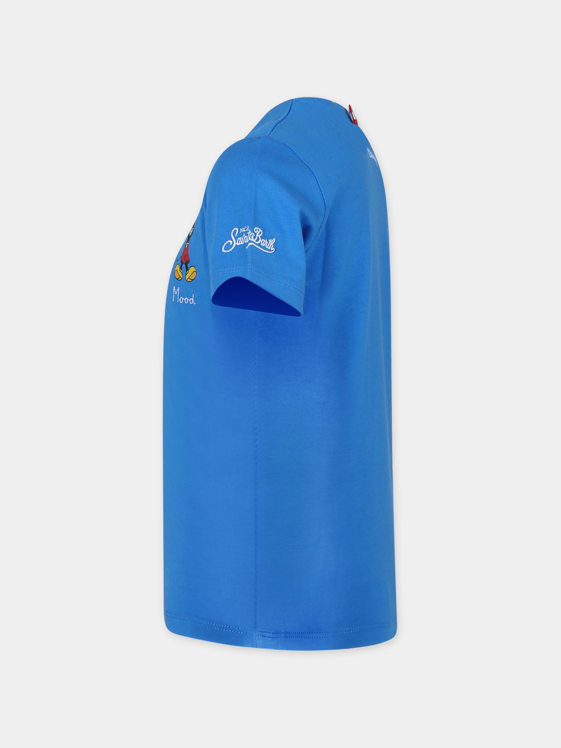T-shirt blu per bambino con stampa Topolino,Mc2 Saint Barth,TSH0001 03261F