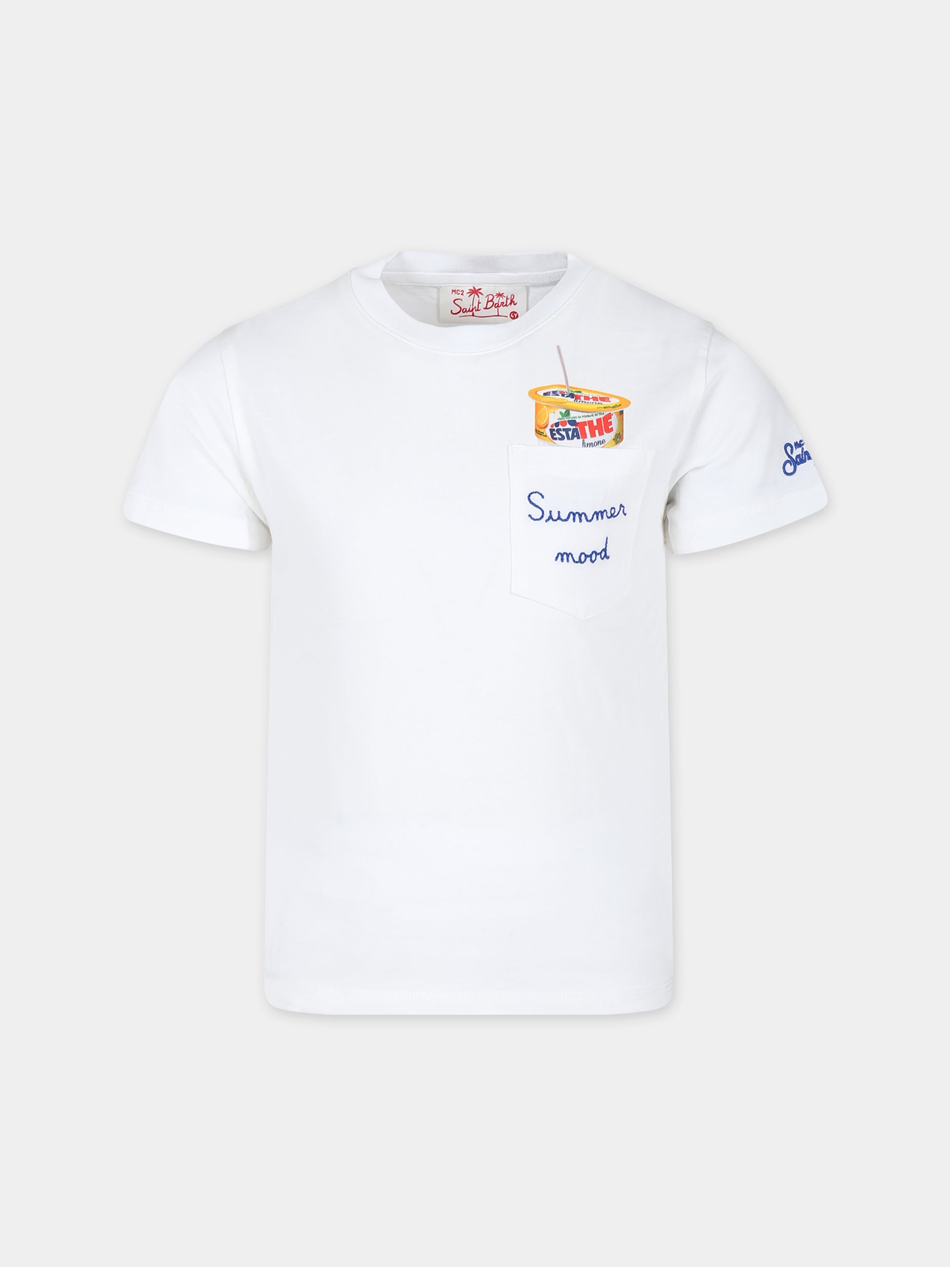 T-shirt bianca per bambino con stampa Estathé,Mc2 Saint Barth,EDD0001 02690F