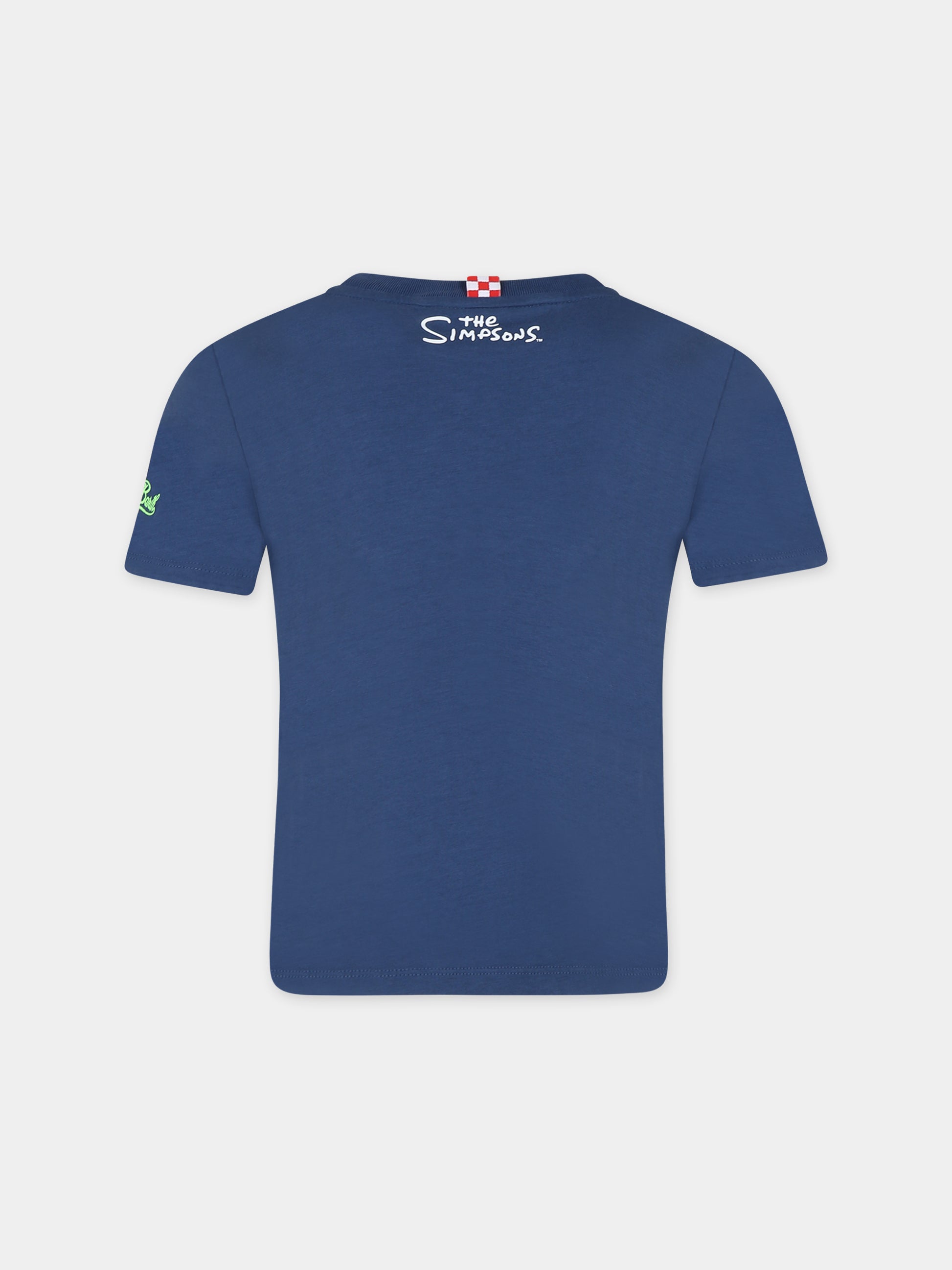 T-shirt verde per bambino con stampa Bart e logo,Mc2 Saint Barth,TSH0001 00132D