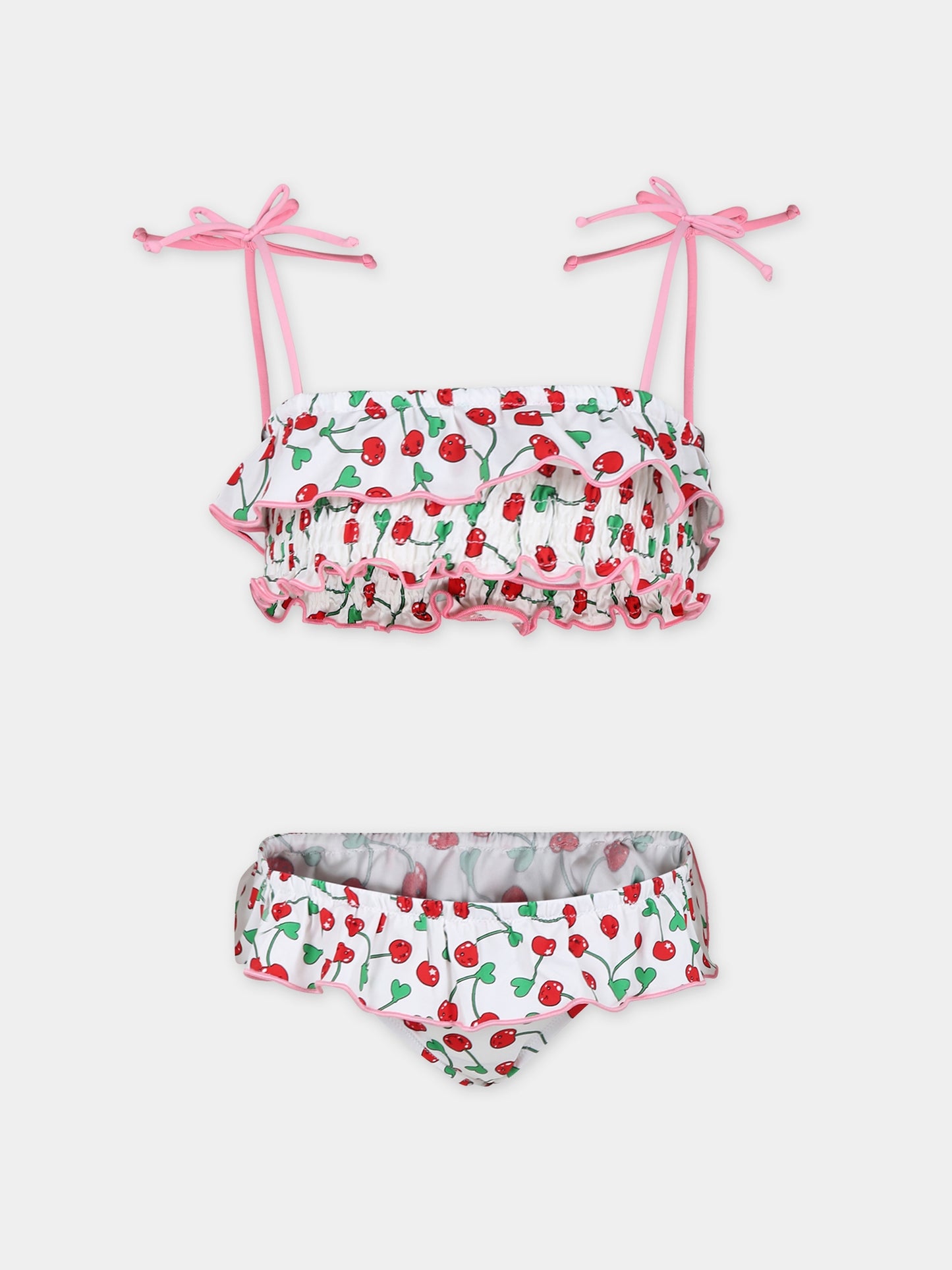 Bikini bianco per bambina con stampa ciligie,Mc2 Saint Barth,MELI0001 00606F