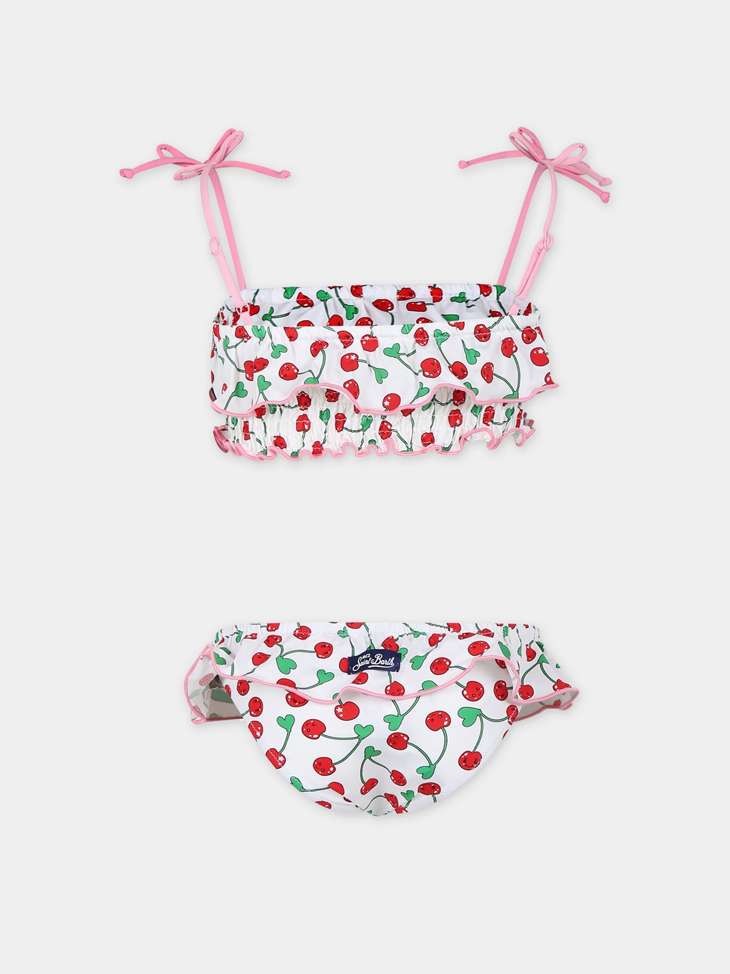 Bikini bianco per bambina con stampa ciligie,Mc2 Saint Barth,MELI0001 00606F
