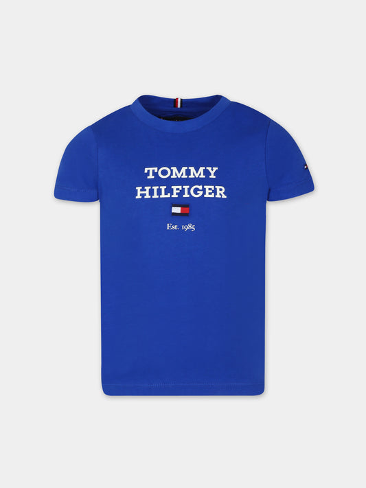 T-shirt blu per bambino con logo,Tommy Hilfiger Junior,23FTHKB0KB08671 C66
