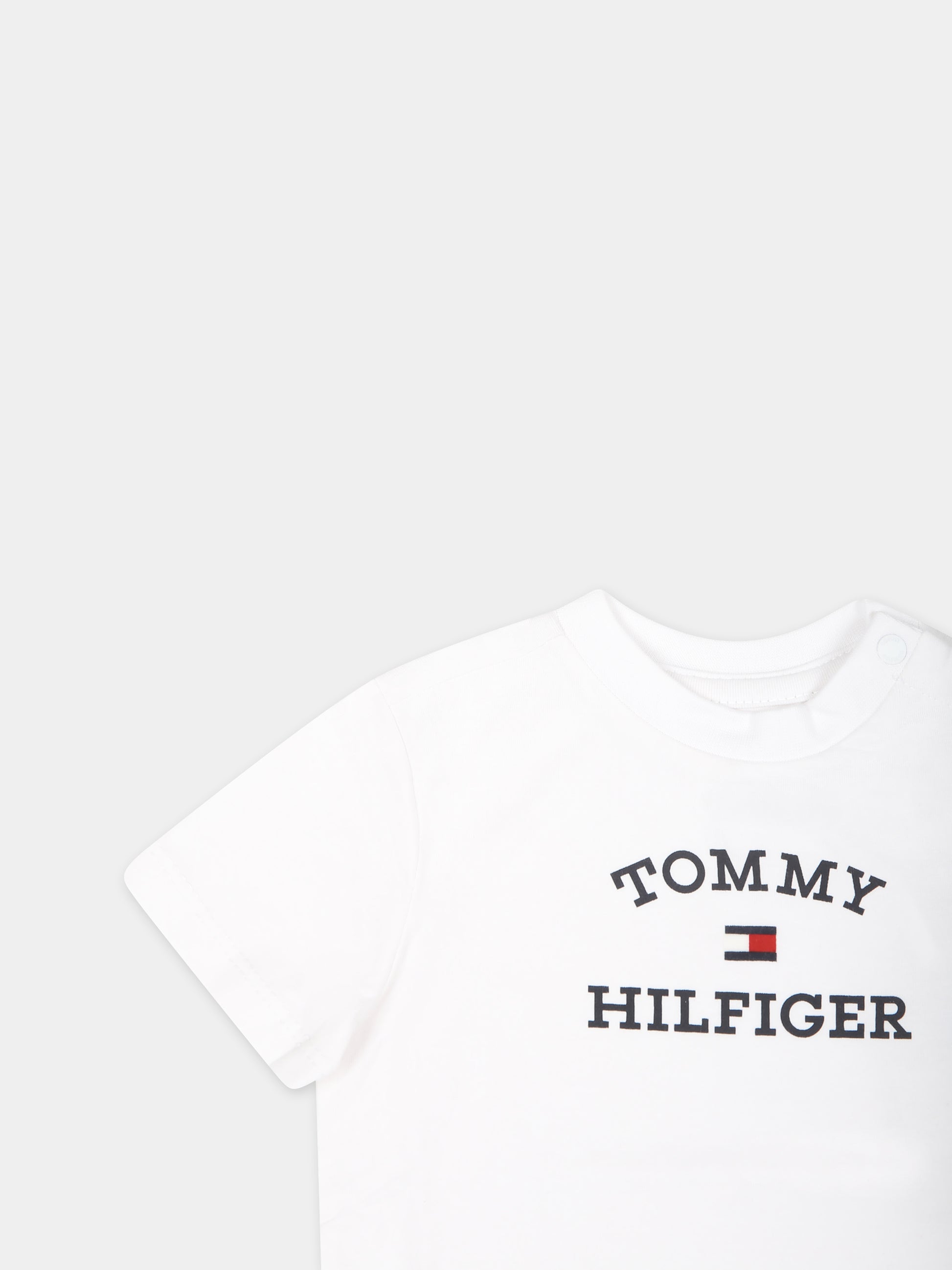 T-shirt bianca per neonato con logo,Tommy Hilfiger Junior,24STHKN0KN01805J YBR