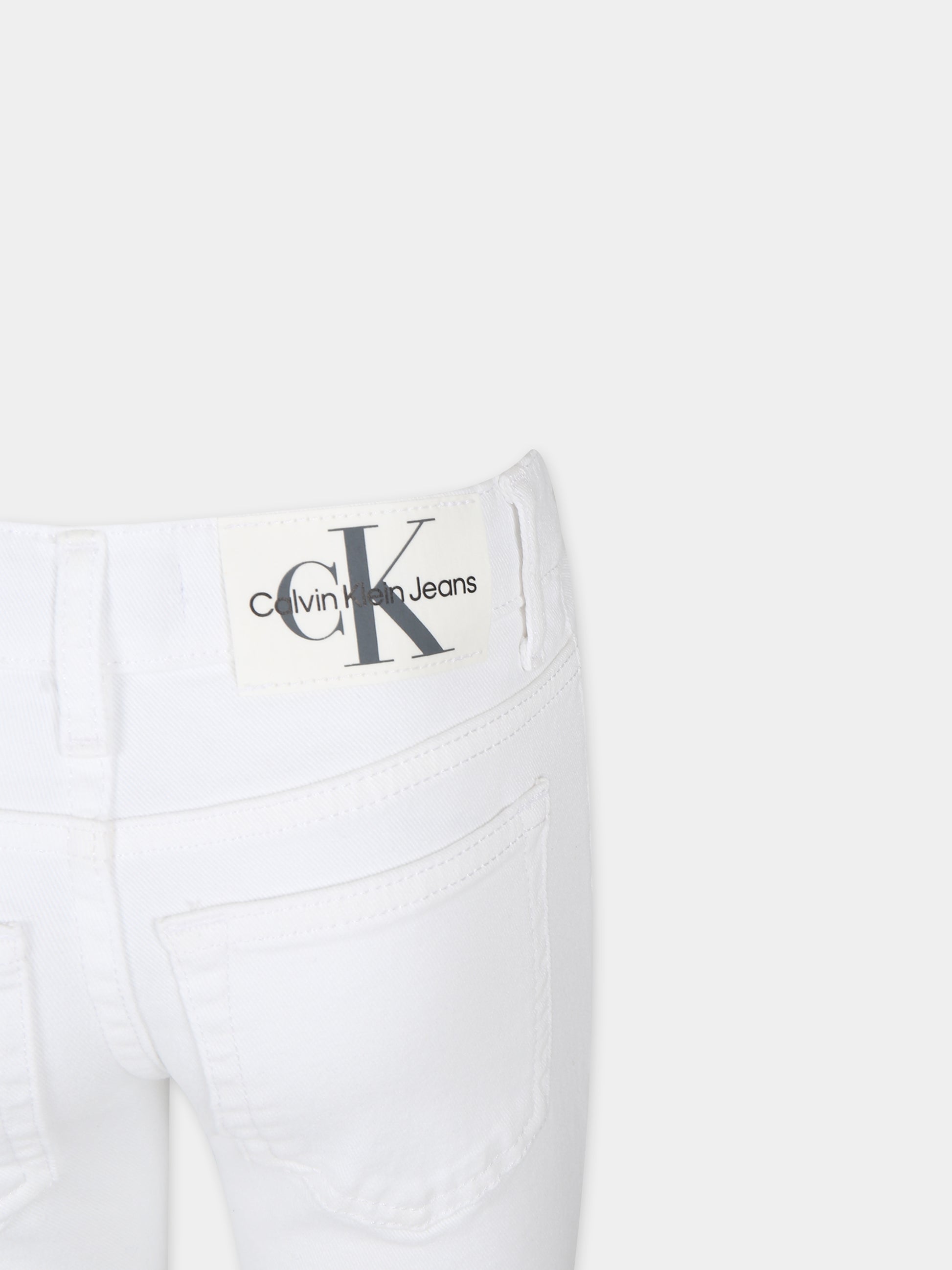 Jeans bianco per bambina con logo,Calvin Klein Kids,24SCKIG0IG02502J 1CD
