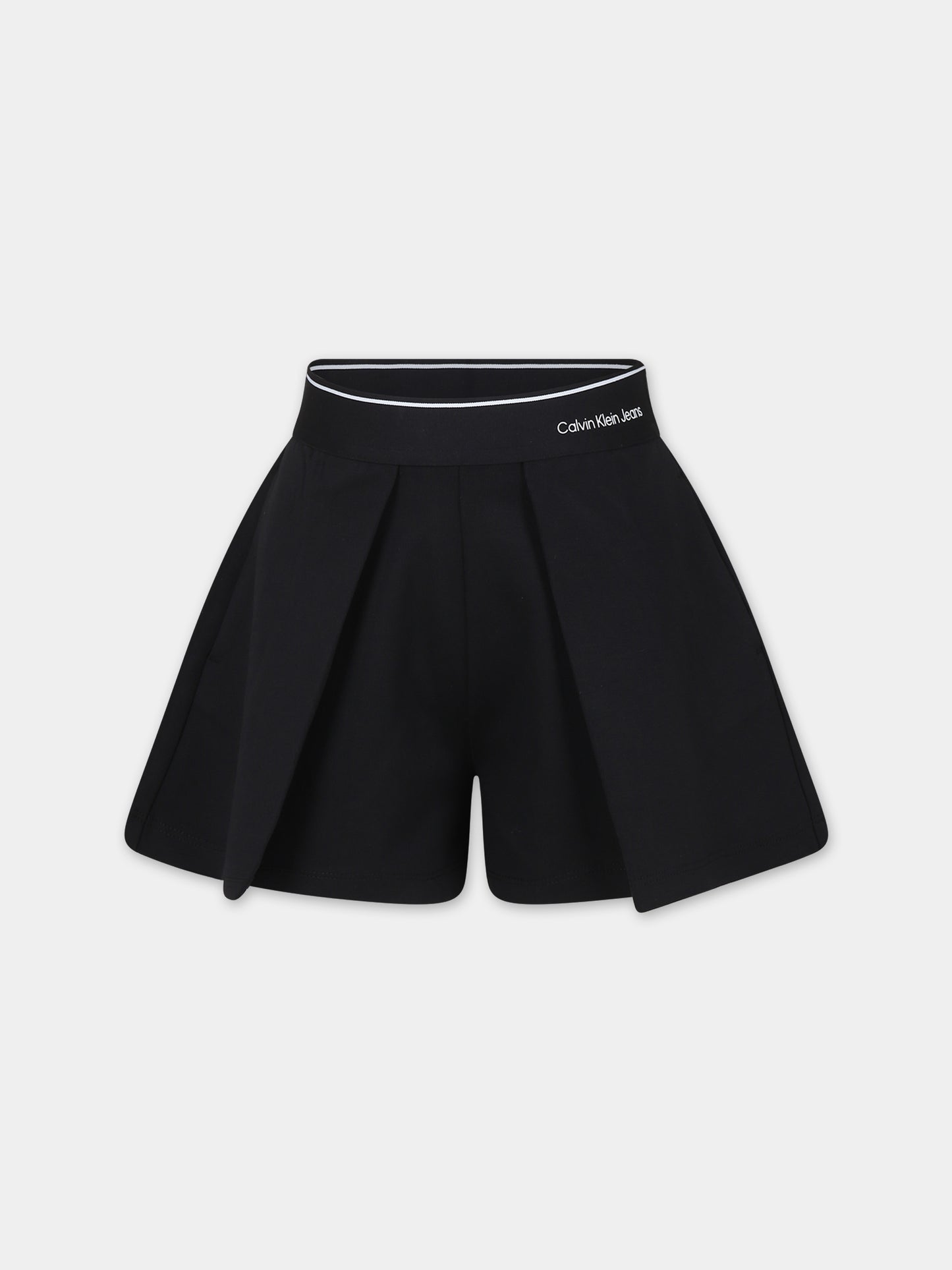 Shorts neri per bambina con logo,Calvin Klein Kids,24SCKIG0IG02453J BEH