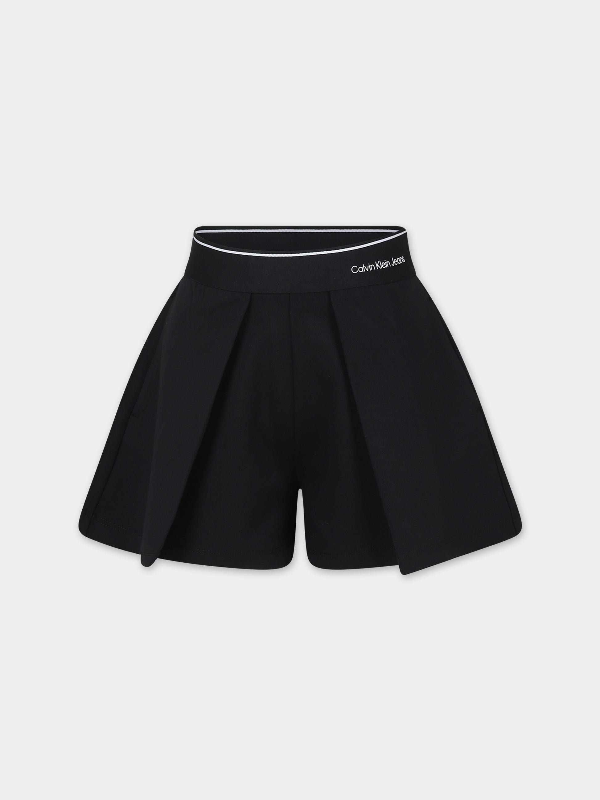 Shorts neri per bambina con logo,Calvin Klein Kids,24SCKIG0IG02453J BEH