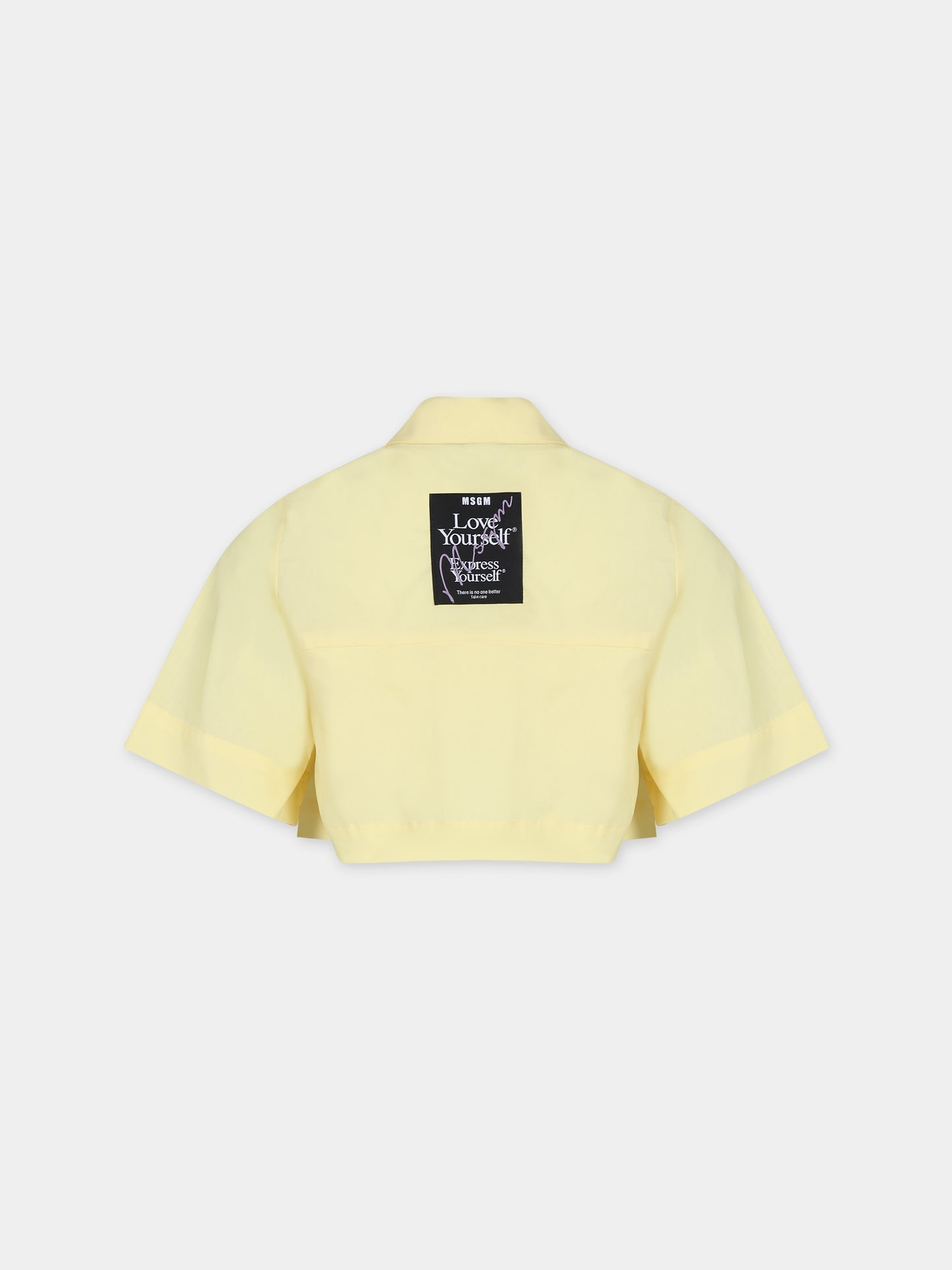 Camicia crop gialla per bambina con logo,Msgm Kids,MS029412 029