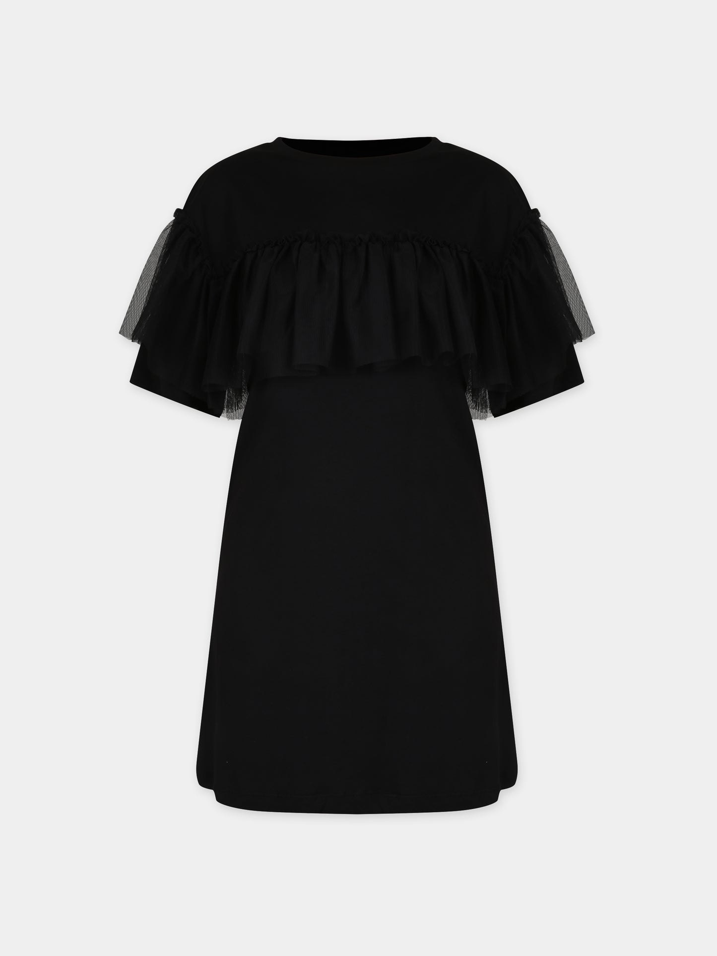 Vestito nero per bambina con logo,Msgm Kids,MS029442 110