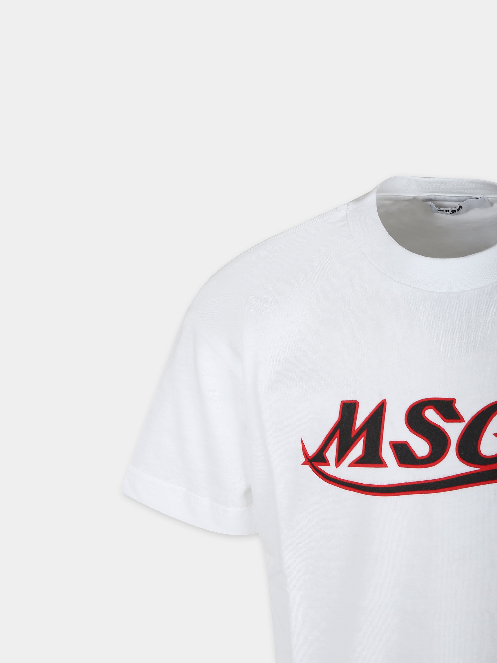 T-shirt bianca per bambini con logo,Msgm Kids,MS028729 001