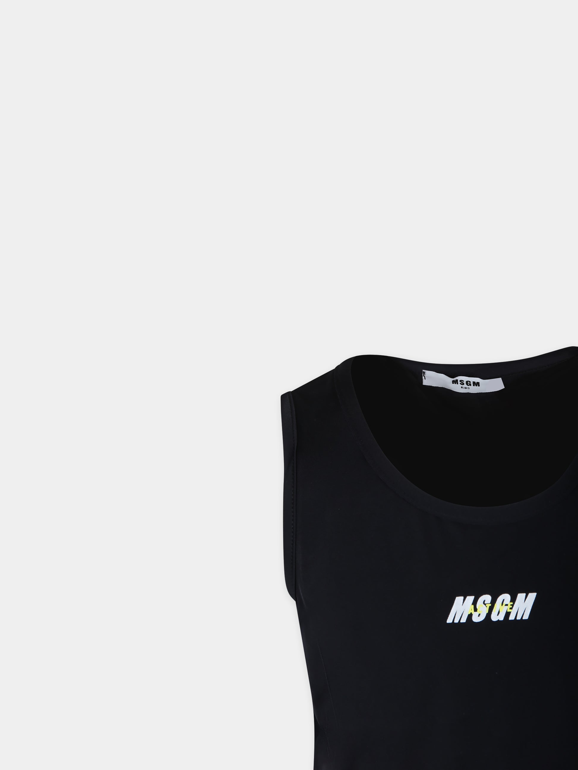 Top crop nero per bambina con logo,Msgm Kids,MS028762 110