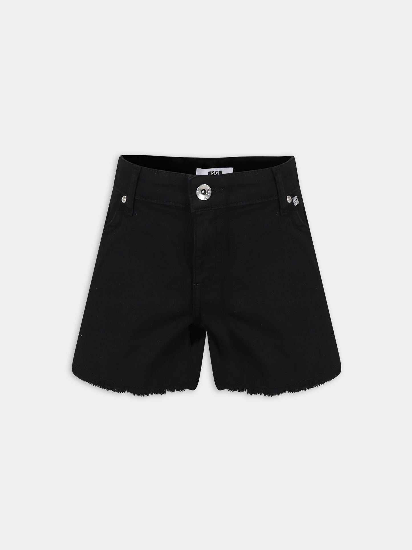 Shorts neri per bambina con logo,Msgm Kids,MS028786 110
