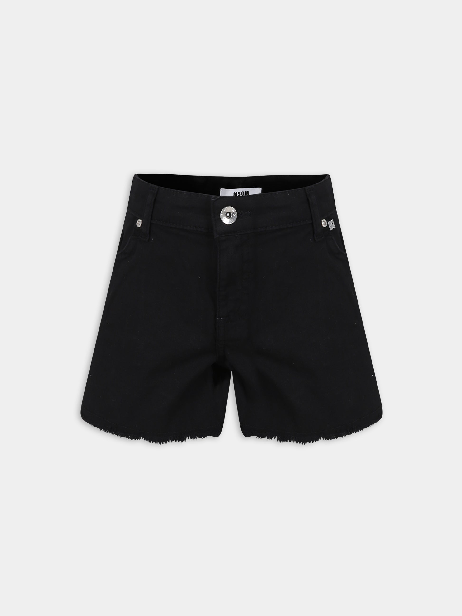 Shorts neri per bambina con logo,Msgm Kids,MS028786 110