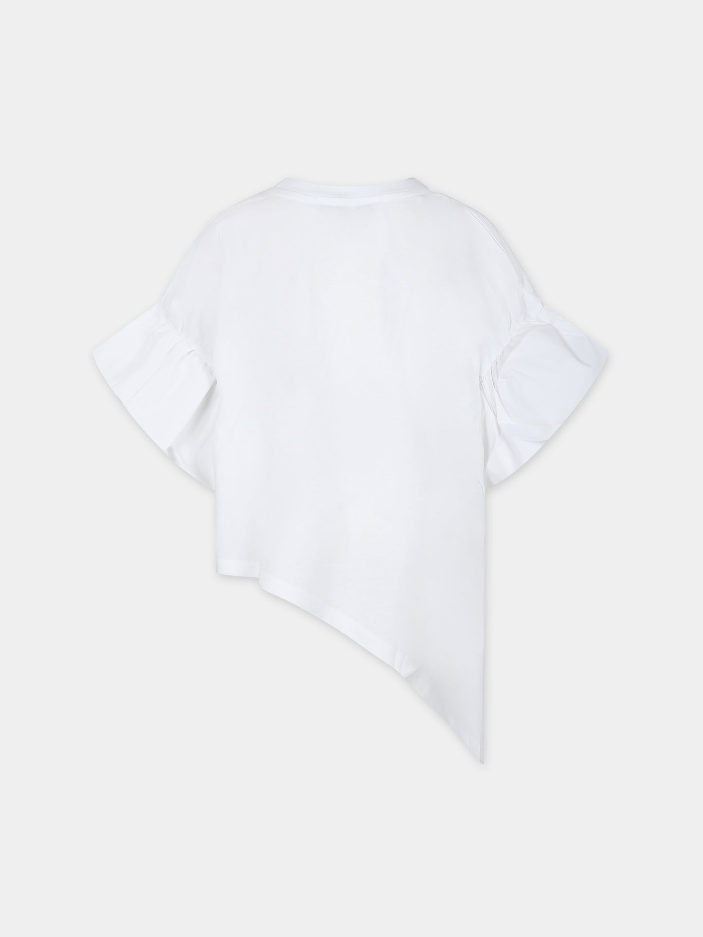T-shir bianca per bambina con logo,Msgm Kids,MS028858 001