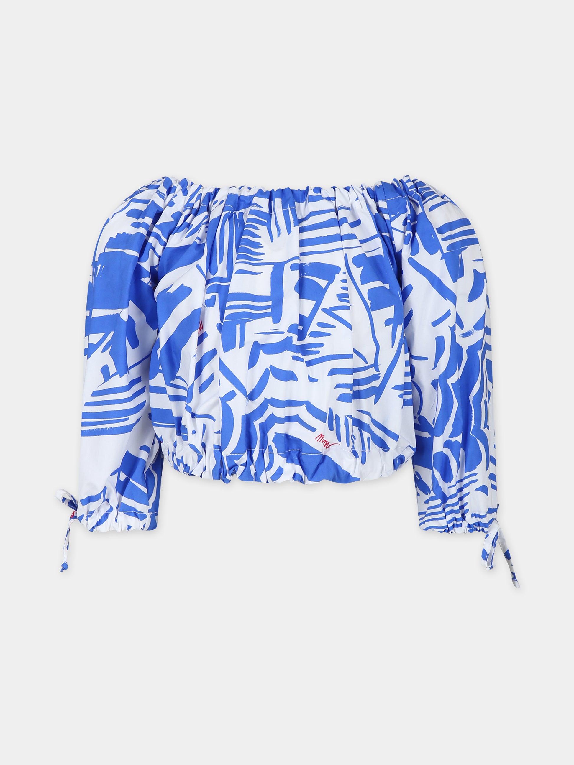 Top crop blu per bambina con logo,Msgm Kids,MS028860 130