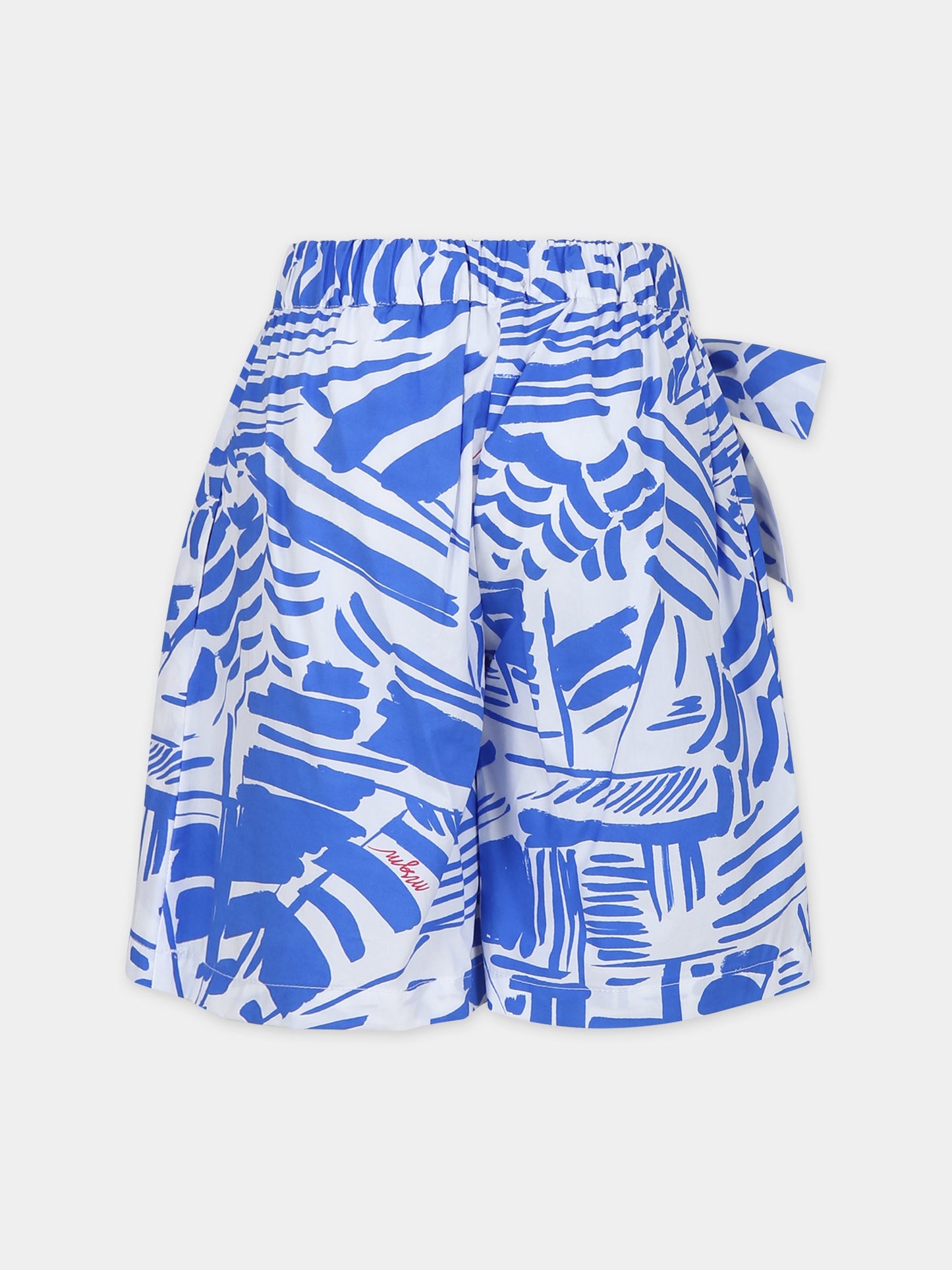 Shorts crop blu per bambina con logo,Msgm Kids,MS028862 130