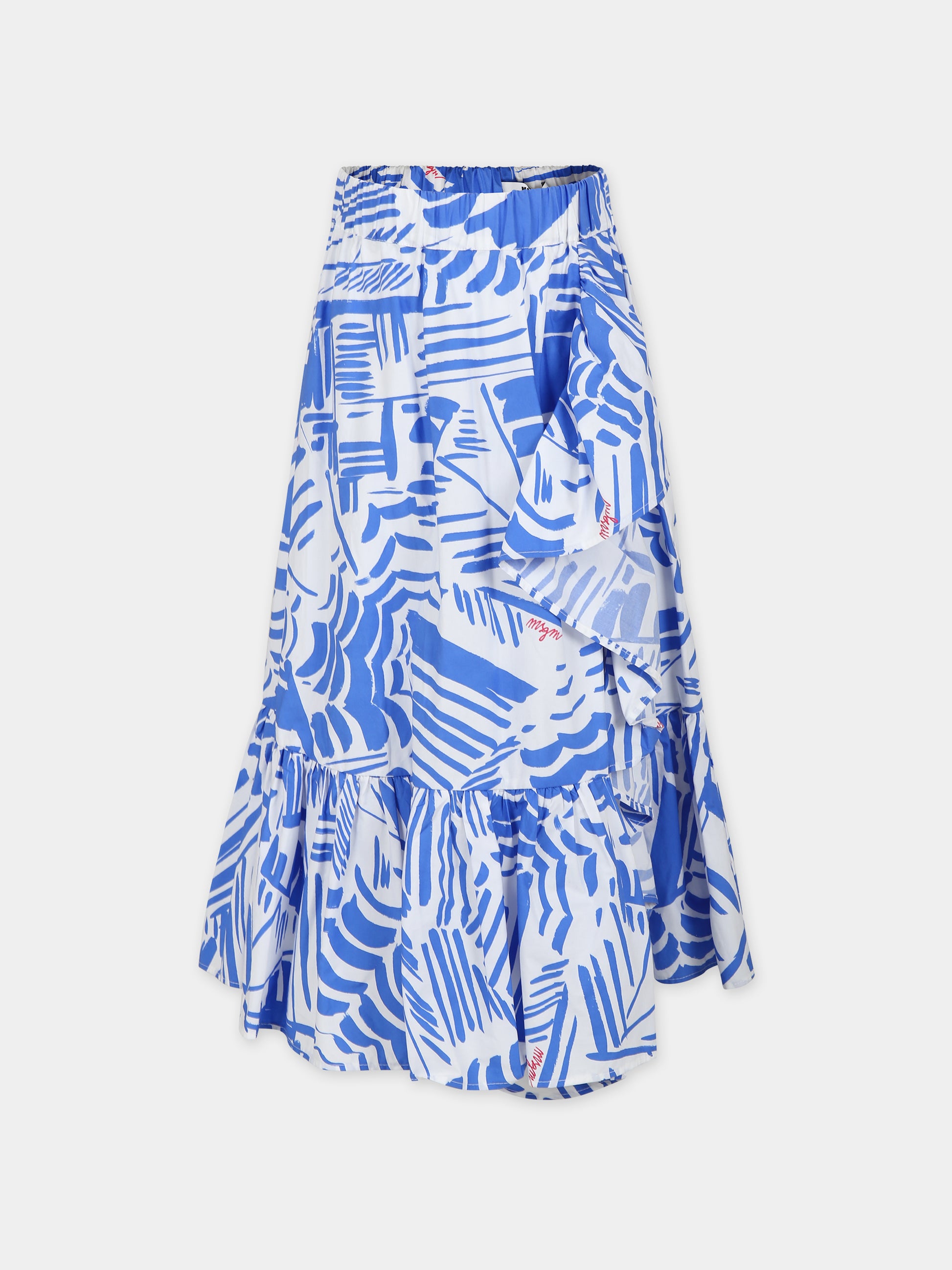 Gonna blu per bambina con logo,Msgm Kids,MS028865 130