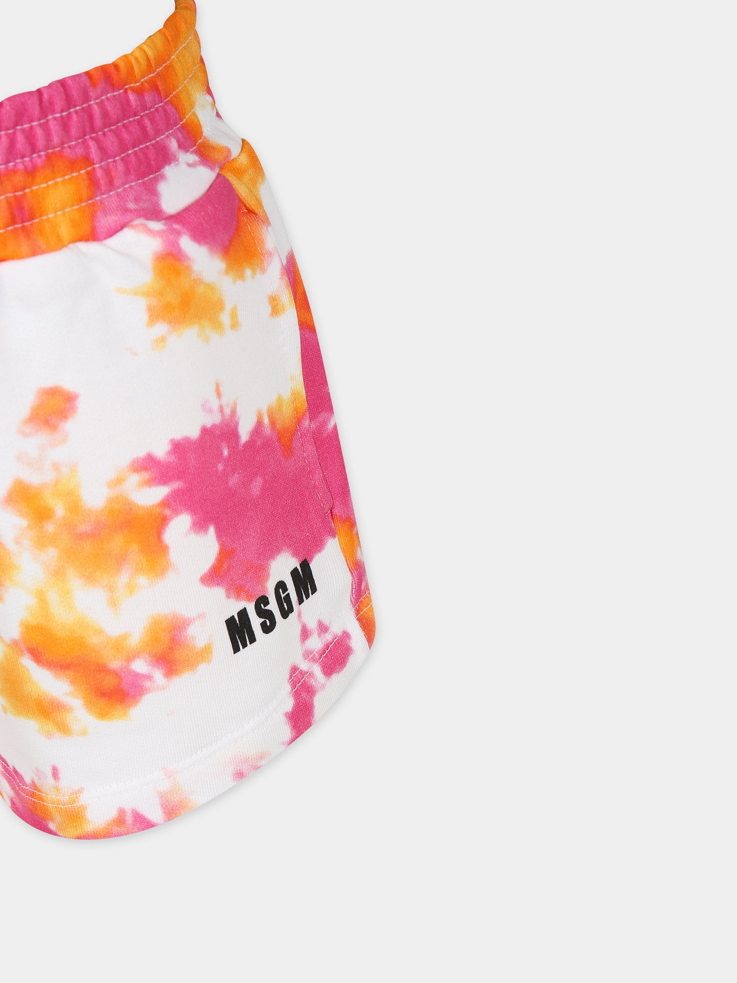 Shorts bianchi per bambina con stampa tie dye,Msgm Kids,MS028932 200