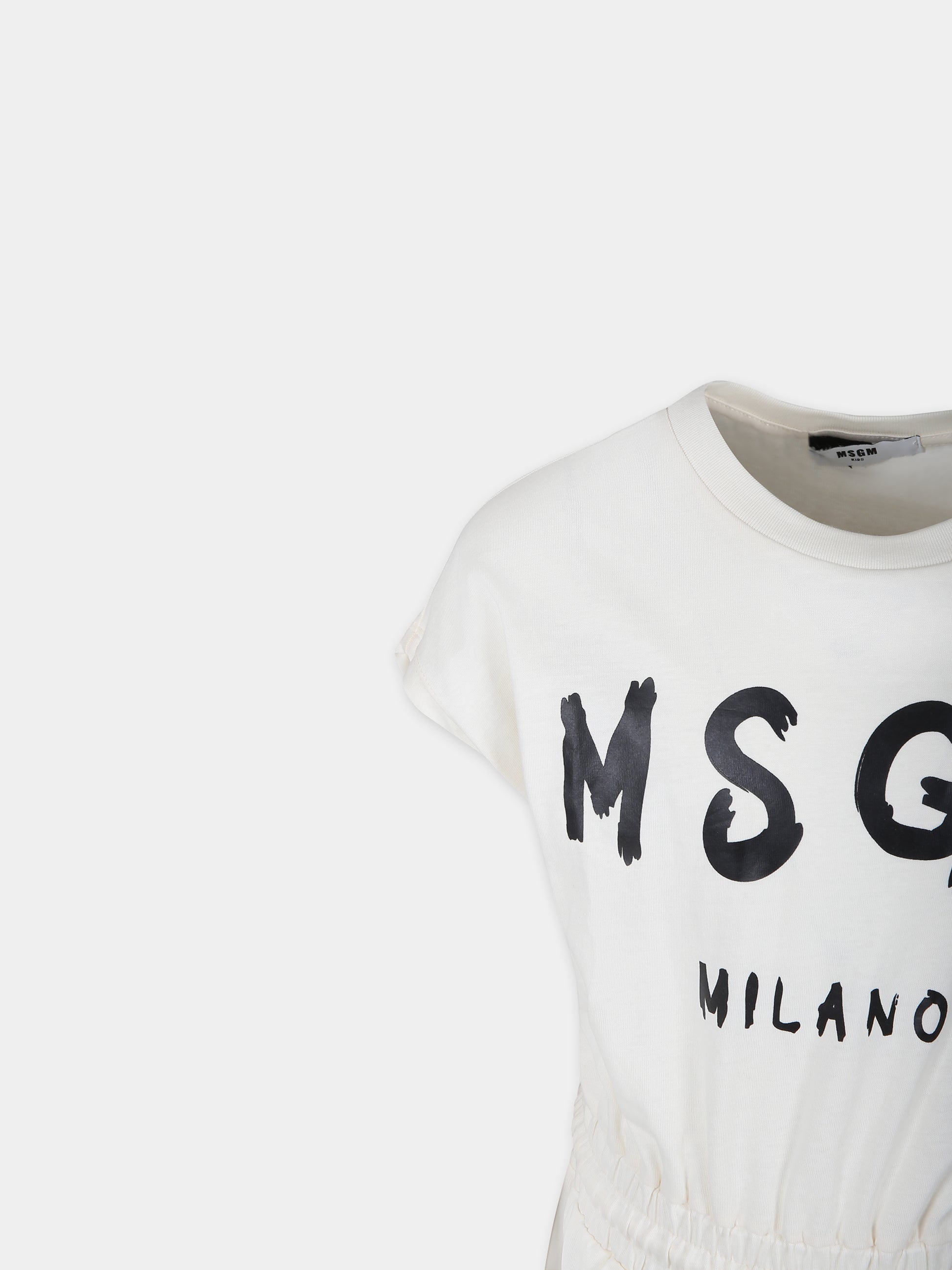 Vestito avorio per bambina con logo,Msgm Kids,MS029327 013