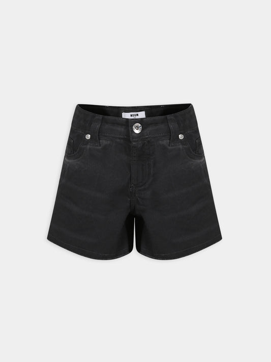 Shorts neri per bambina con logo,Msgm Kids,MS029374 110