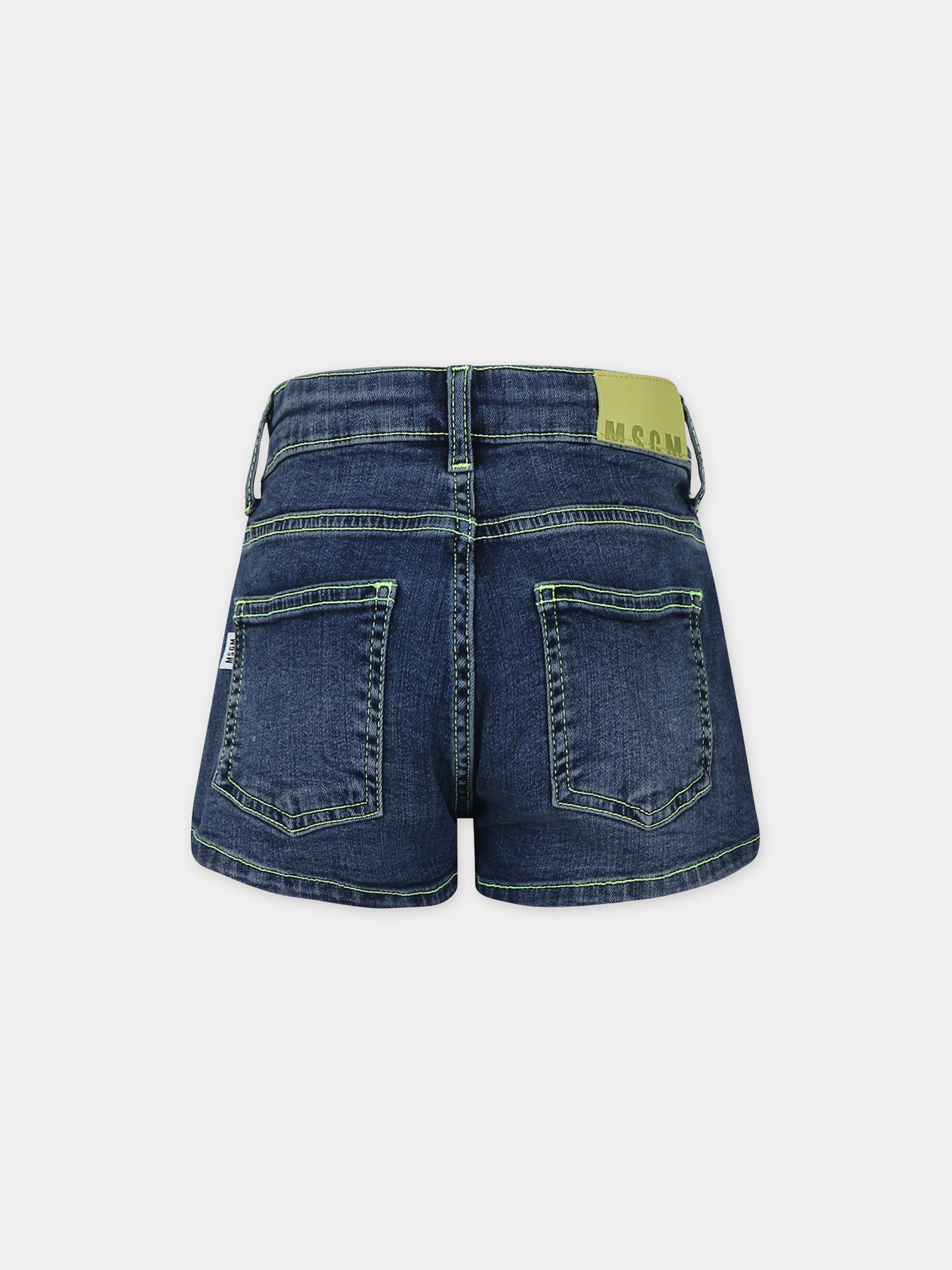 Shorts blu per bambina con logo,Msgm Kids,MS029376 126