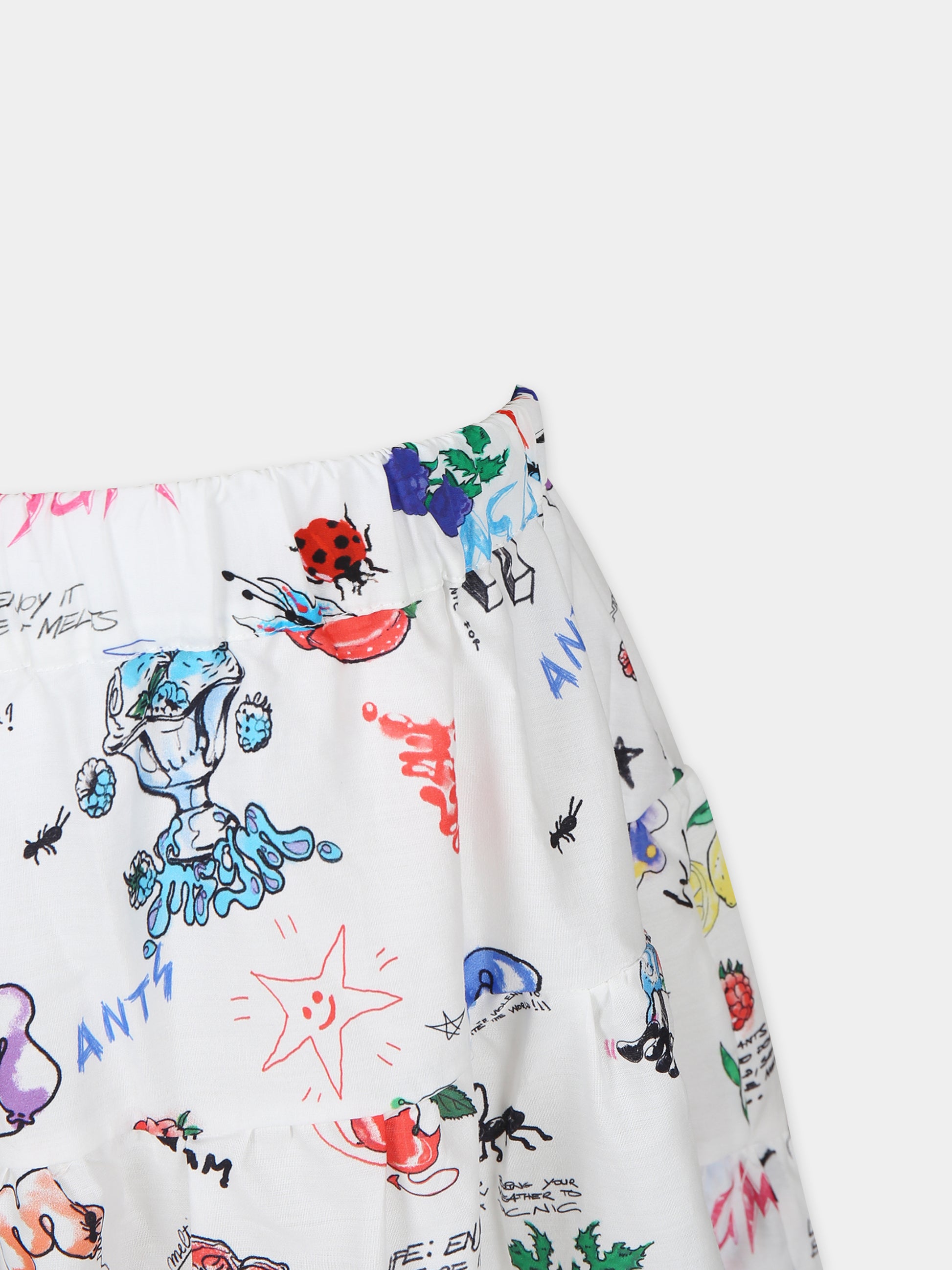 Gonna bianca per bambina con stampa fumetto,Msgm Kids,MS029401 200