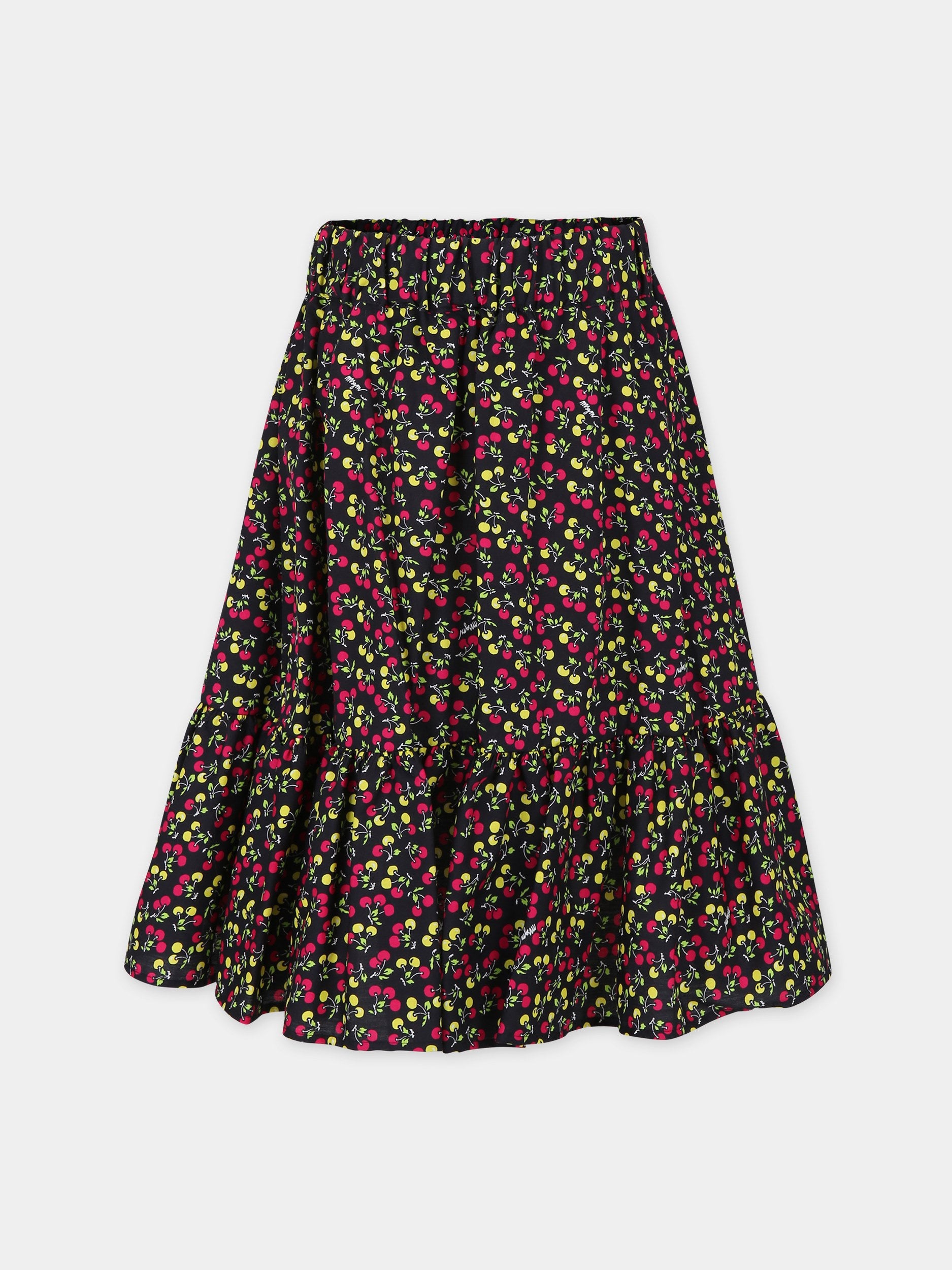 Gonna nera per bambina con stampa ciligie,Msgm Kids,MS029409 200