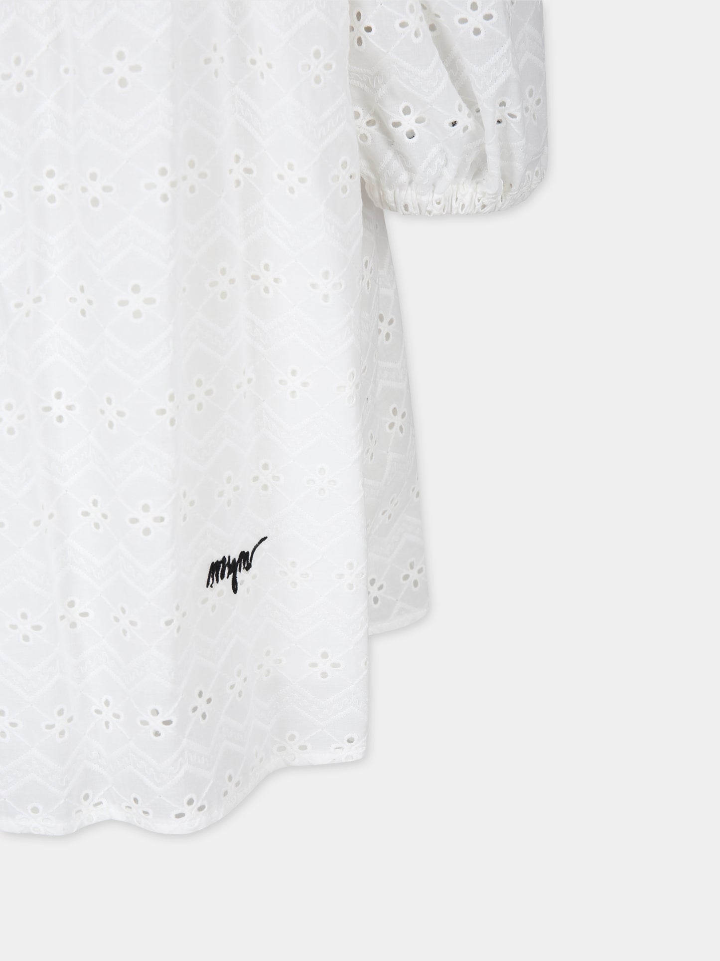 Vestito bianco per bambina con pizzo sangallo,Msgm Kids,MS029418 002