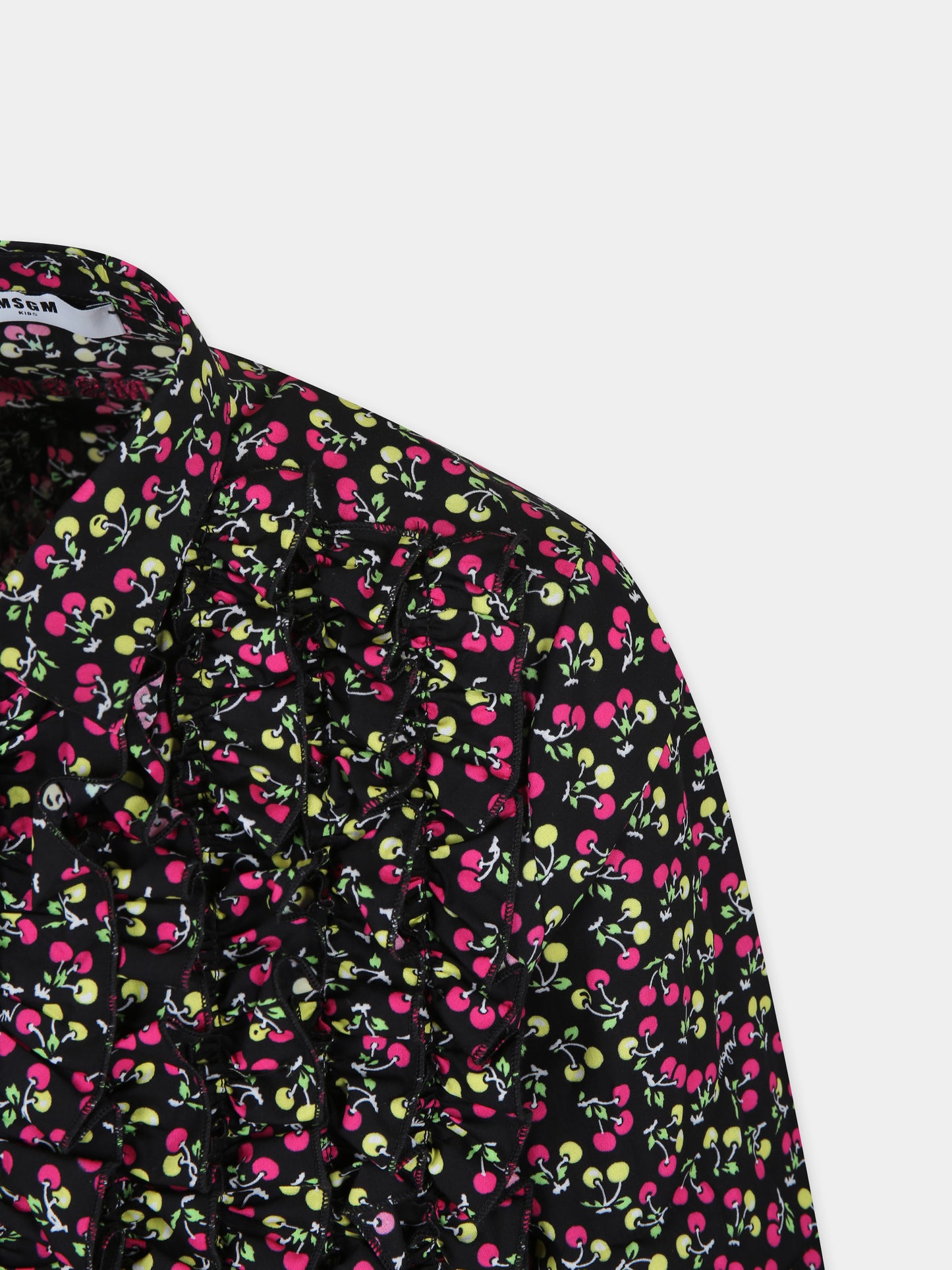 Camicia nera per bambina con stampa ciliegie,Msgm Kids,MS029421 200