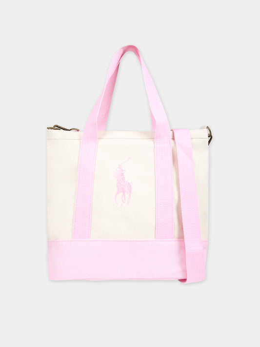 Borsa avorio per bambina con cavallino,Ralph Lauren Kids,24SMRL9AR023 W2Q