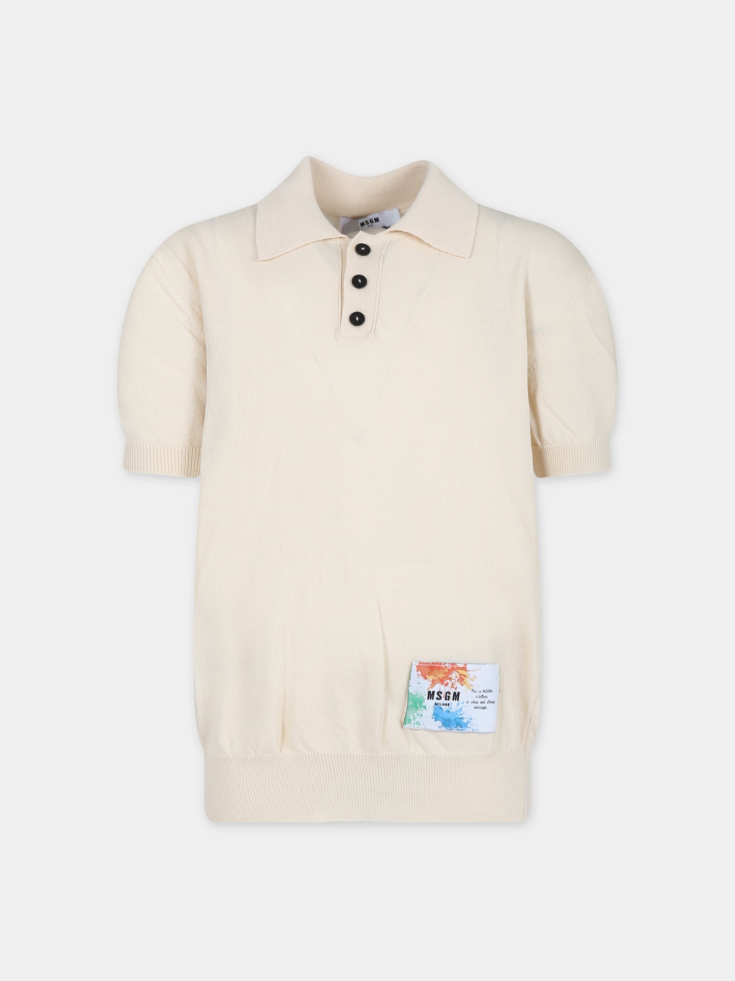 Polo avorio per bambino con logo,Msgm Kids,MS029507 013 -