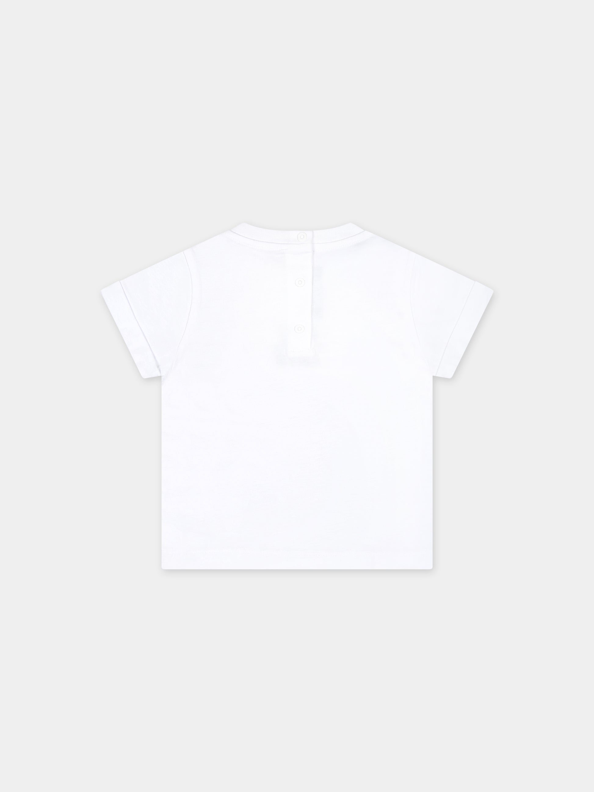 T-shirt bianca per neonati con logo ricamato,Balmain Kids,BT8531 Z0082 100