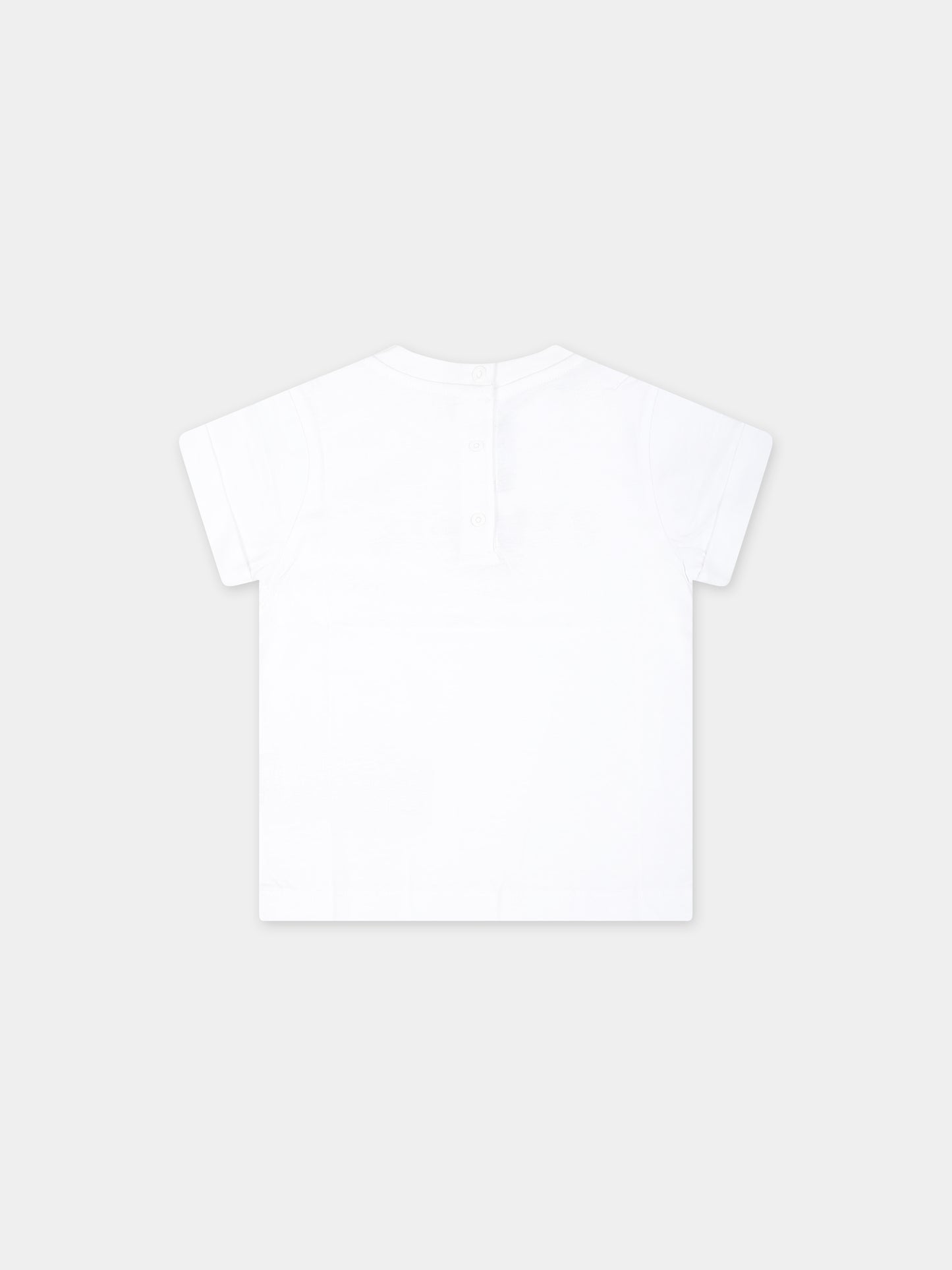 T-shirt bianca per neonata con logo ricamato,Balmain Kids,BT8531 Z0082 100FU