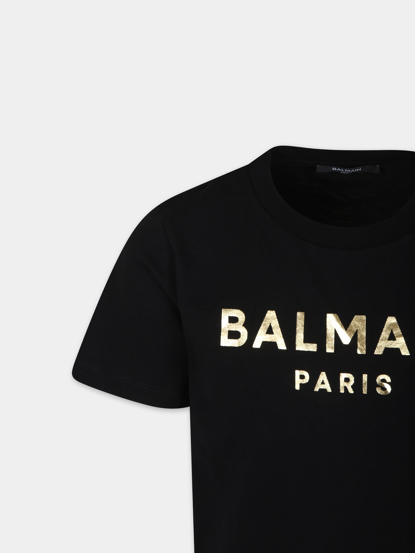 T-shirt nera per bambini con logo,Balmain Kids,BS8R01 Z0082 930OR