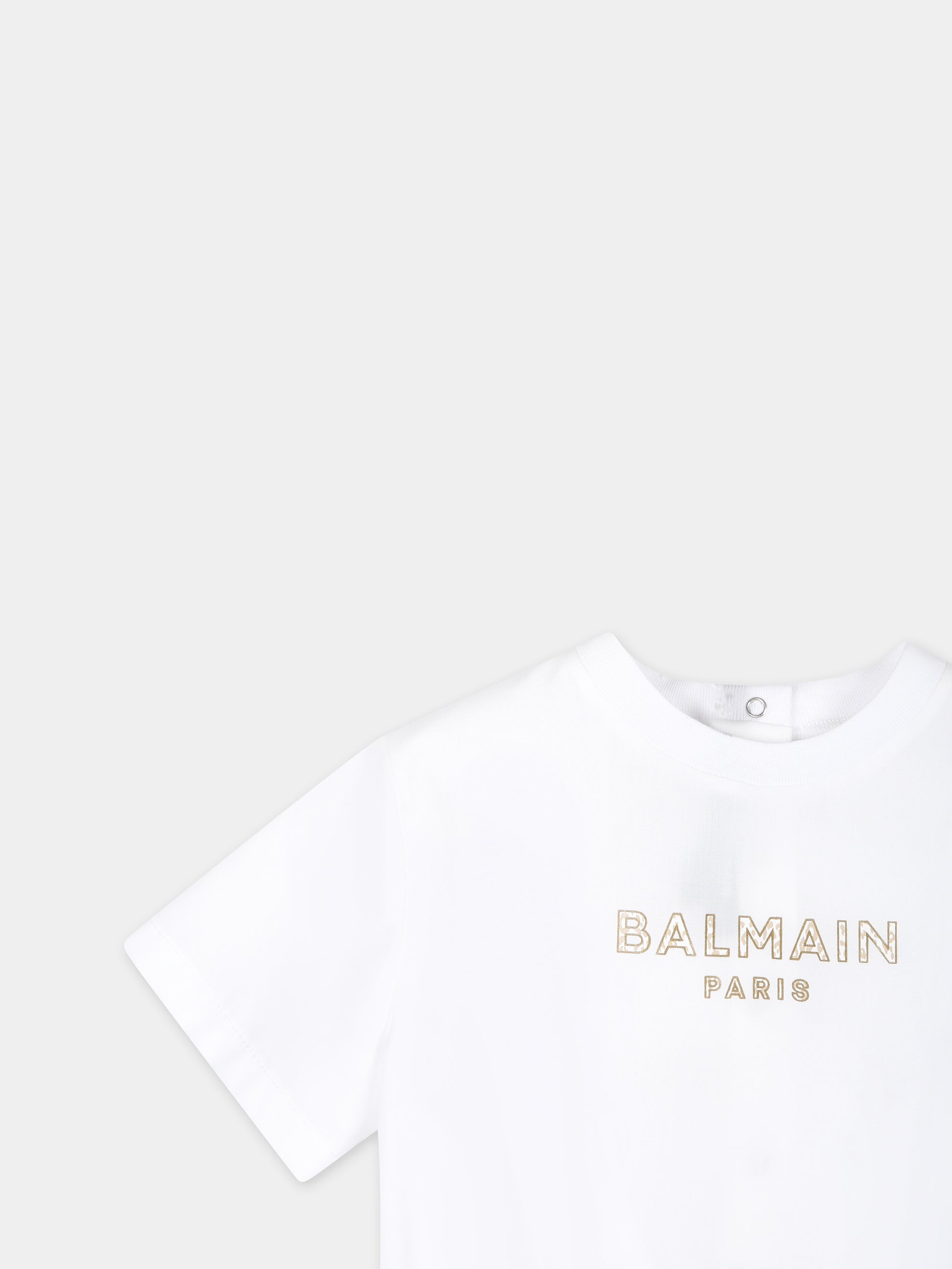 Pagliaccetto bianco per neonato con logo,Balmain Kids,BSA541 P0277 112BC