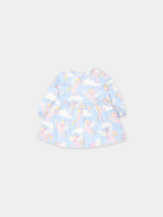 Vestito celeste per neonata con unicorni,Stella Mccartney Kids,TT1151 Z1479 602MC