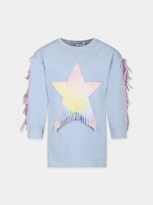 Vestito celeste per bambina con stella,Stella Mccartney Kids,TT1A10 Z0447 602