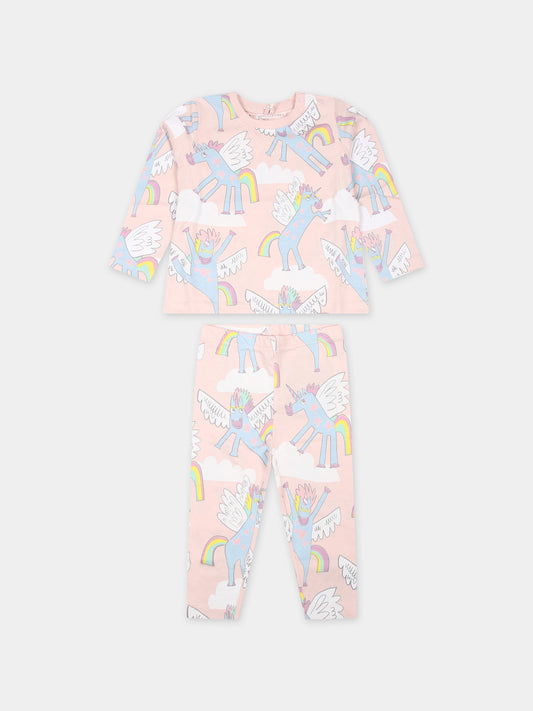 Completo rosa per neonata con unicorni,Stella Mccartney Kids,TT3020 Z1476 505MC