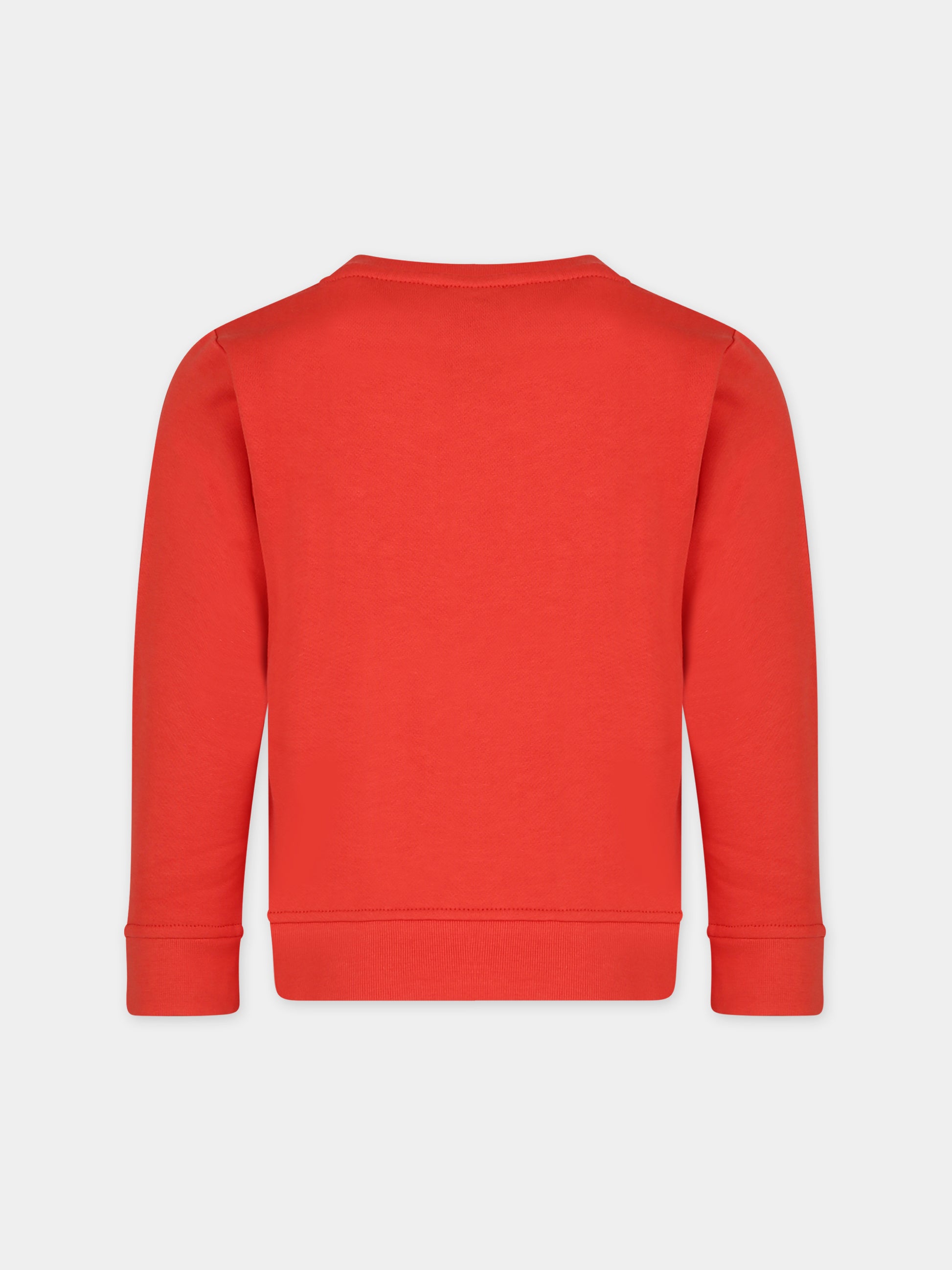 Felpa rossa per bambino con logo e stampa mostri,Stella Mccartney Kids,TT4R10 Z0447 423