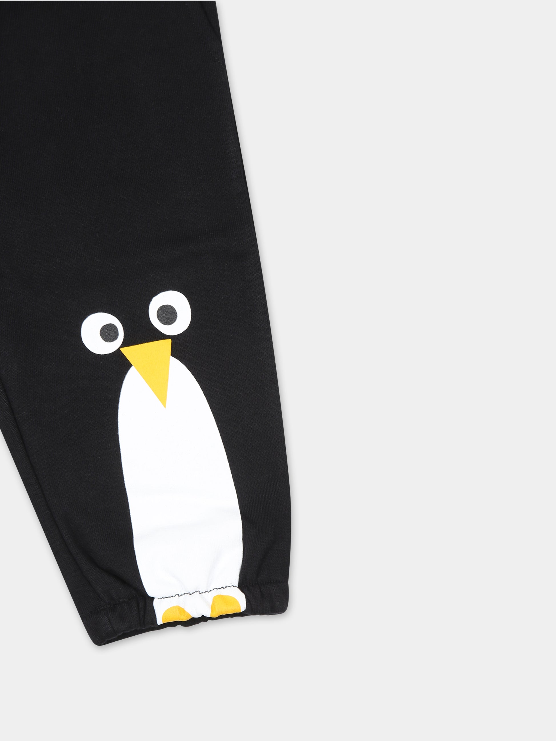 Pantaloni neri per neonato con stampa pinguino,Stella Mccartney Kids,TT6630 Z0447 930