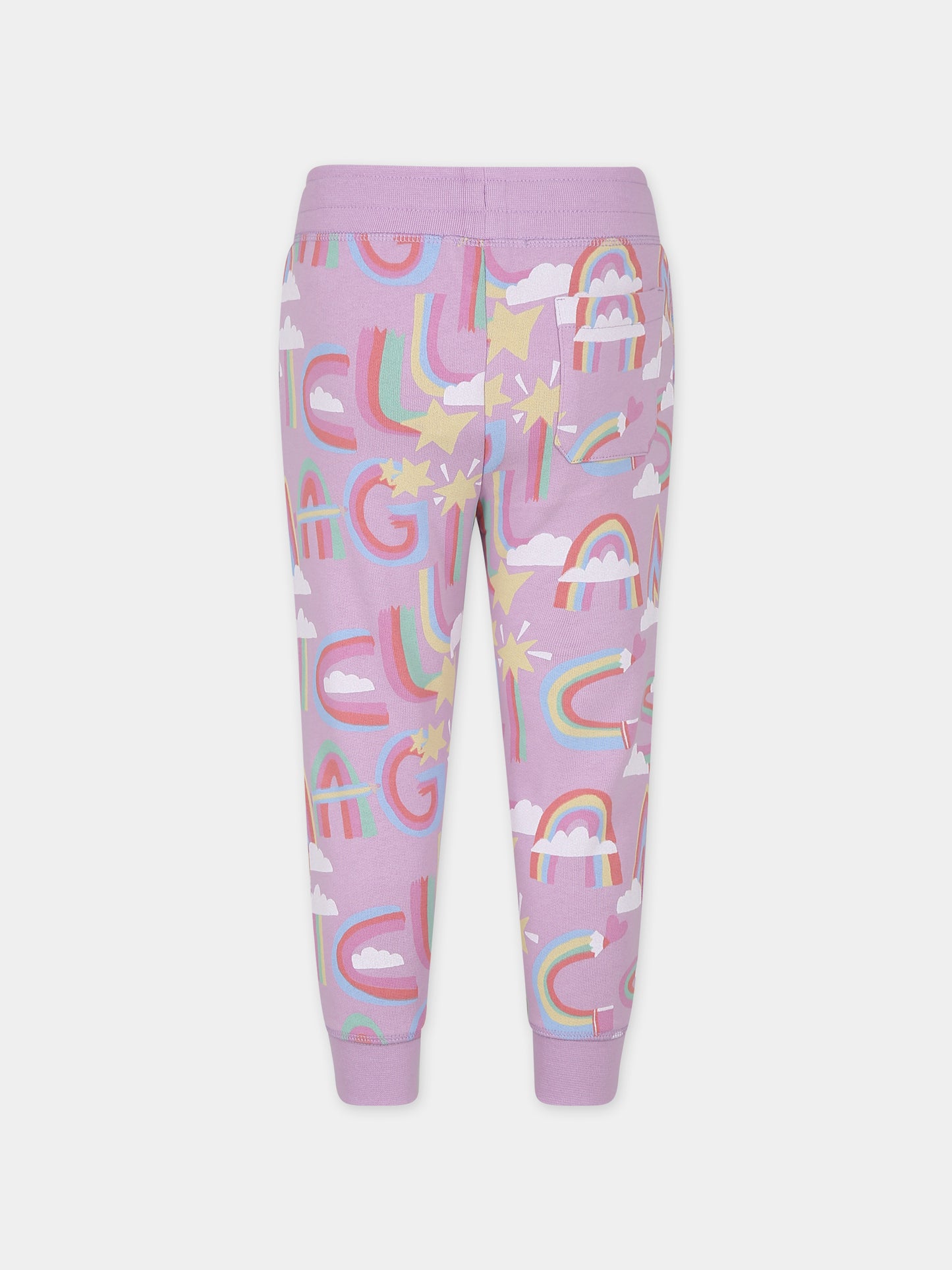 Pantaloni viola per bambina con logo arcobaleno all-over,Stella Mccartney Kids,TT6B60 Z1357 516MC