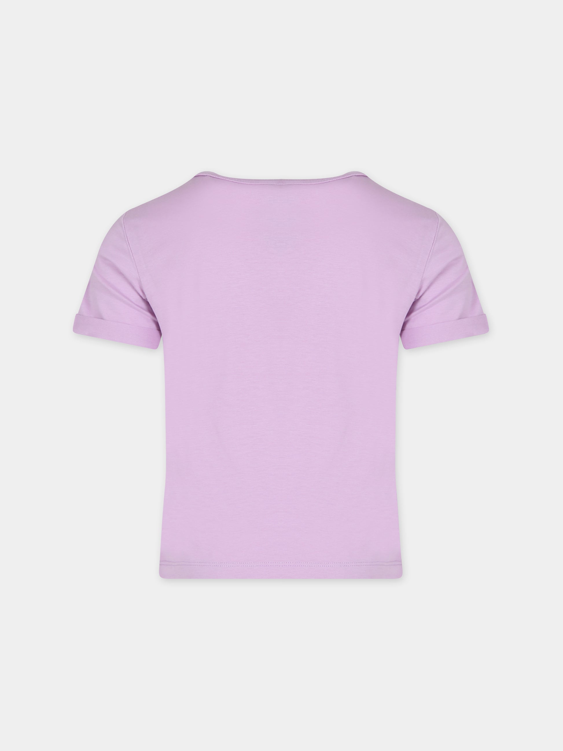 T-shirt viola per bambina con logo arcobaleno,Stella Mccartney Kids,TT8D51 Z0434 516