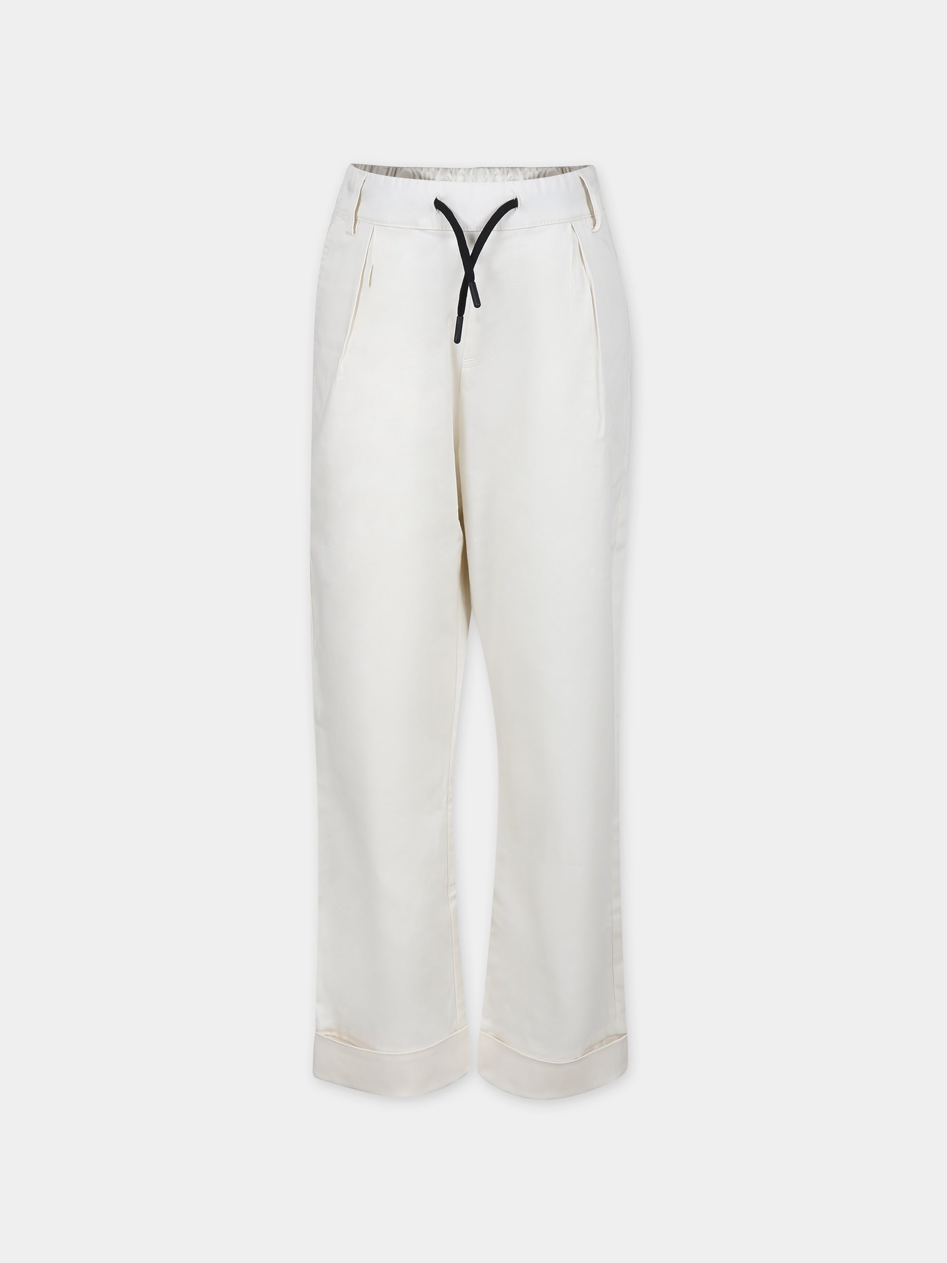 Pantaloni avorio per bambino con logo,Msgm Kids,MS029540 AVORIO